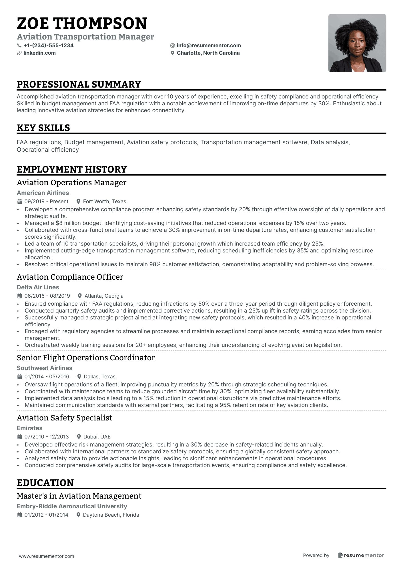 Aviation Transportation Manager