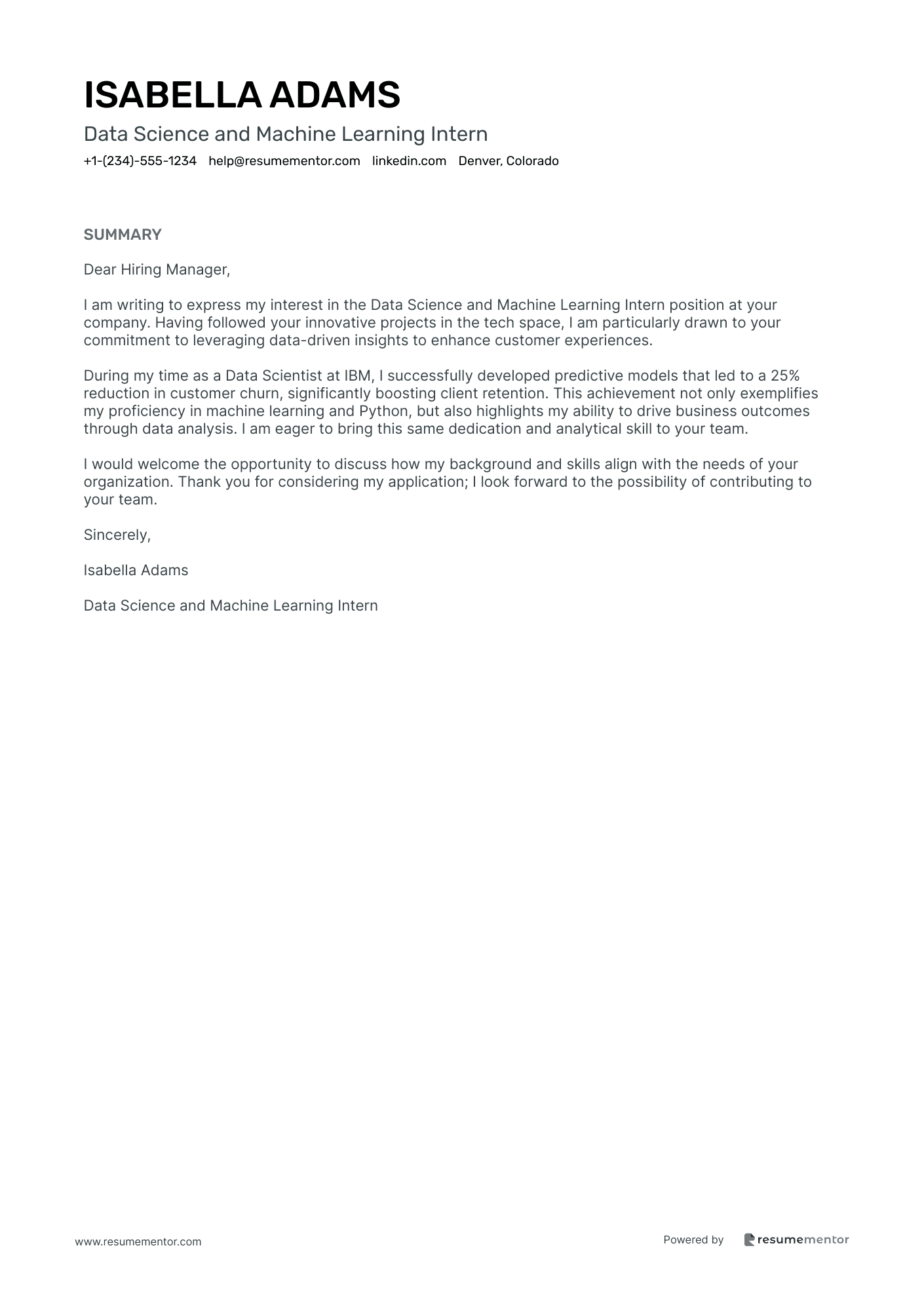 Data Science and Machine Learning Intern