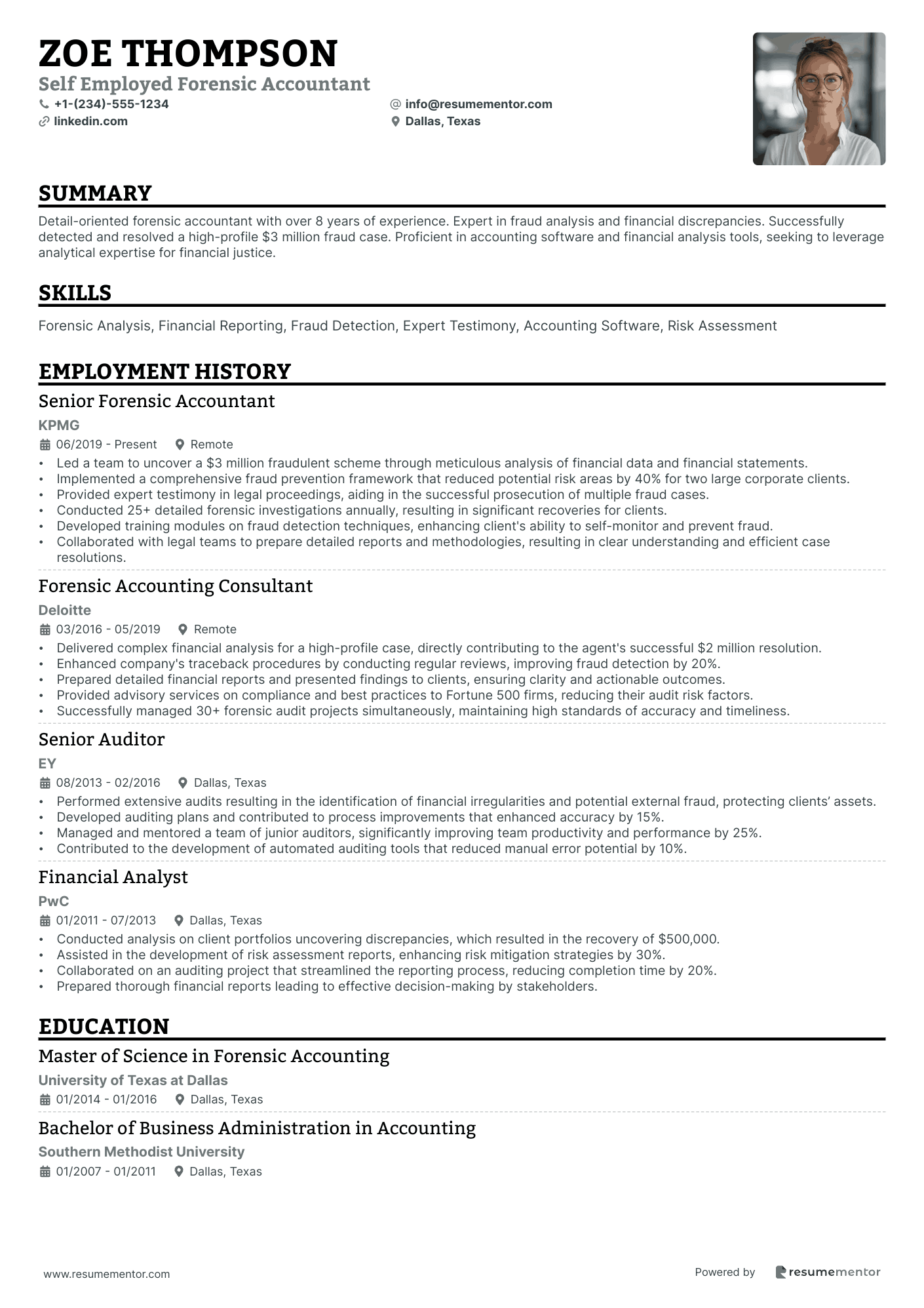 Self Employed Forensic Accountant