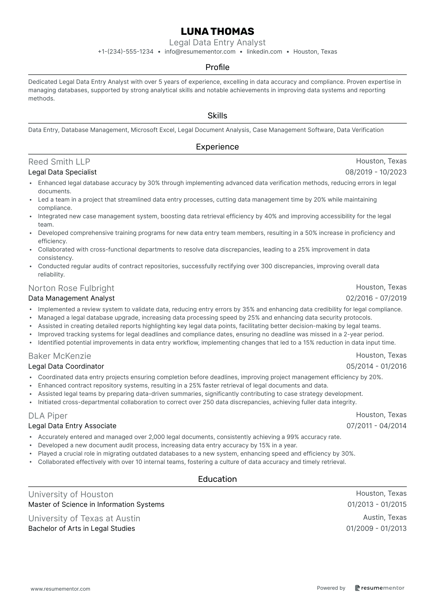 Legal Data Entry Analyst