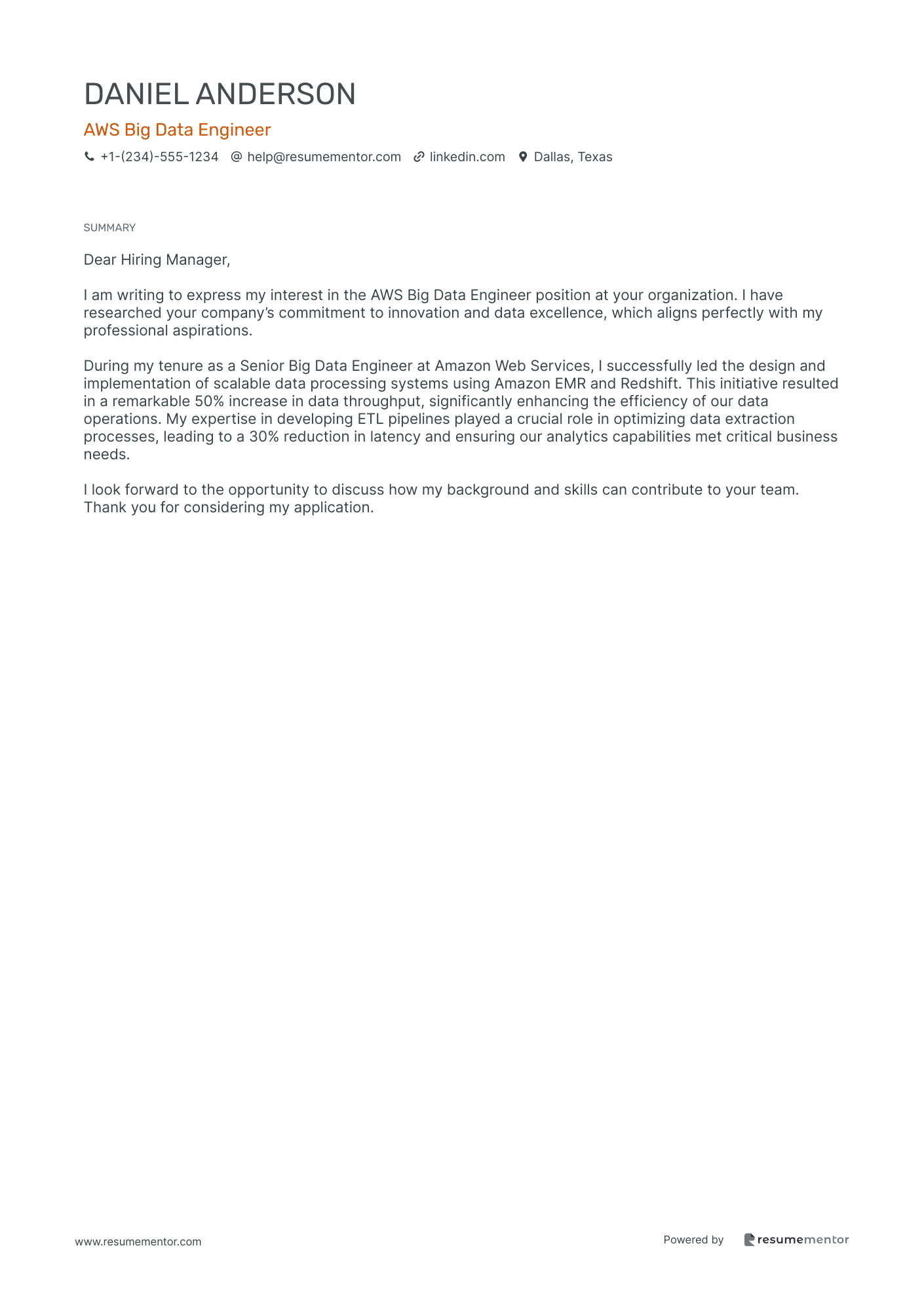 AWS Big Data Engineer
