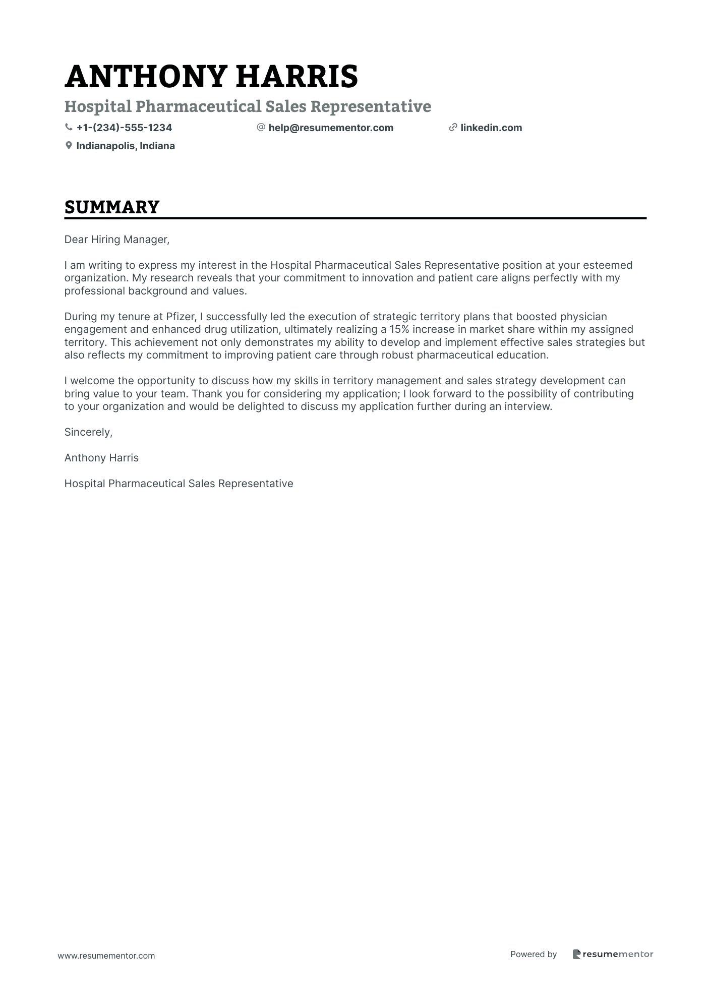 Hospital Pharmaceutical Sales Representative