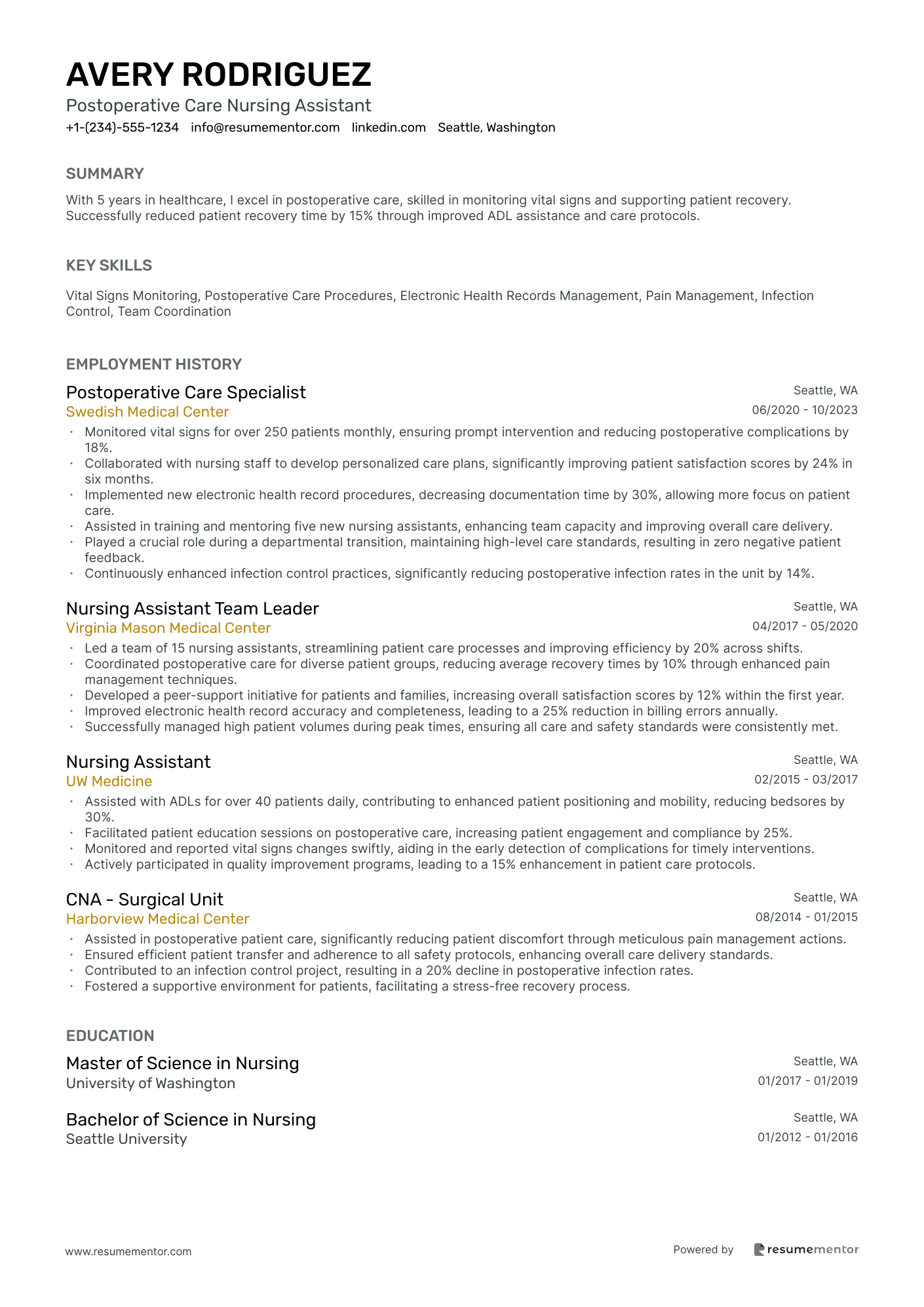 Postoperative Care Nursing Assistant