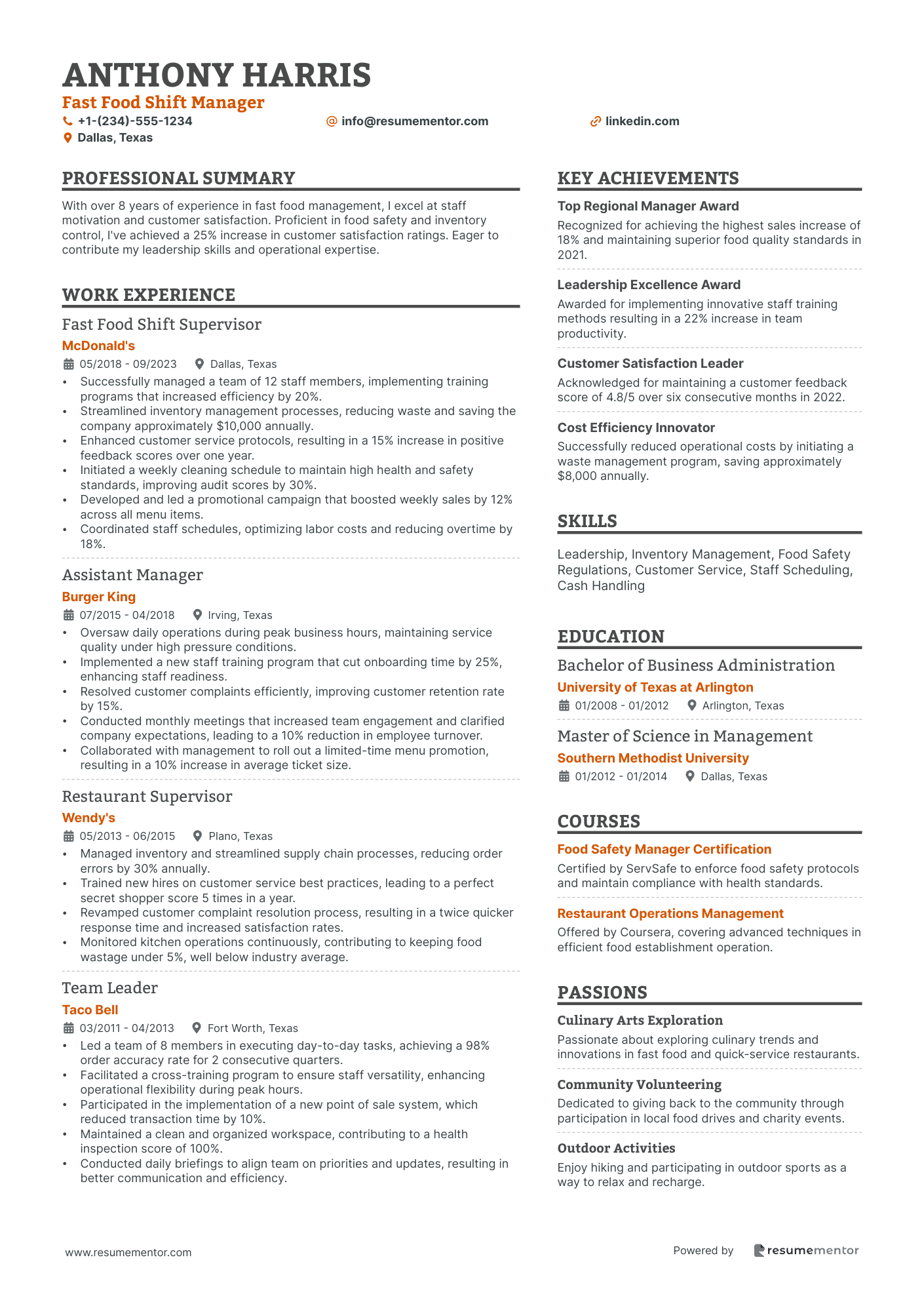 Fast Food Shift Manager