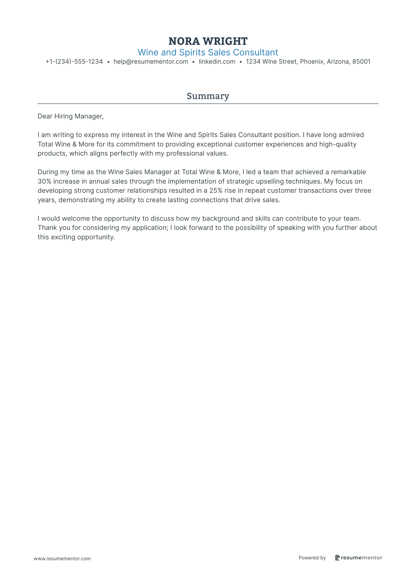 Wine and Spirits Sales Consultant