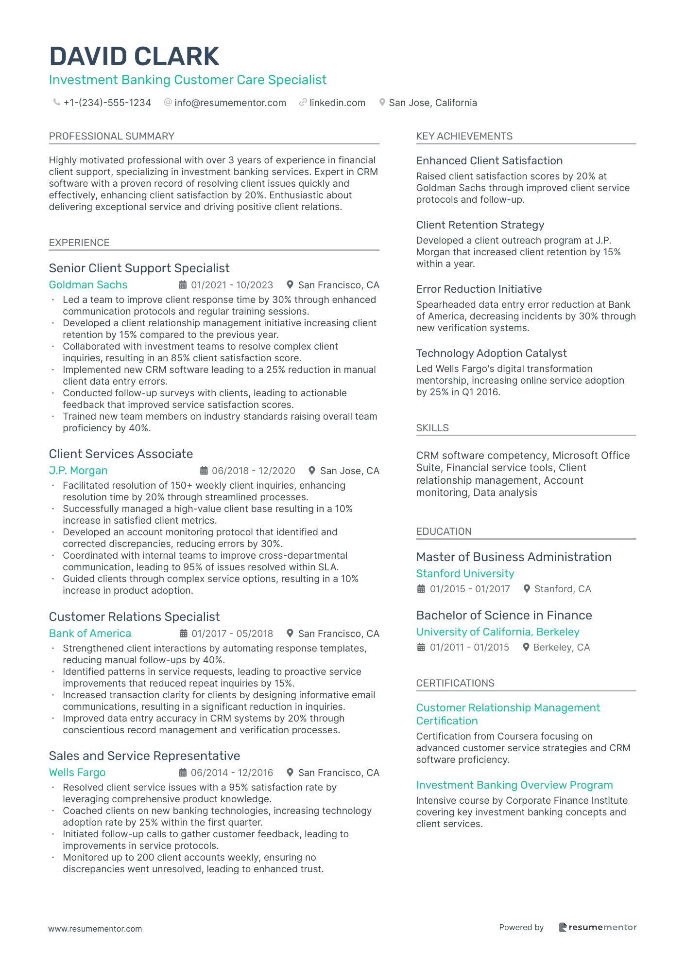 Investment Banking Customer Care Specialist
