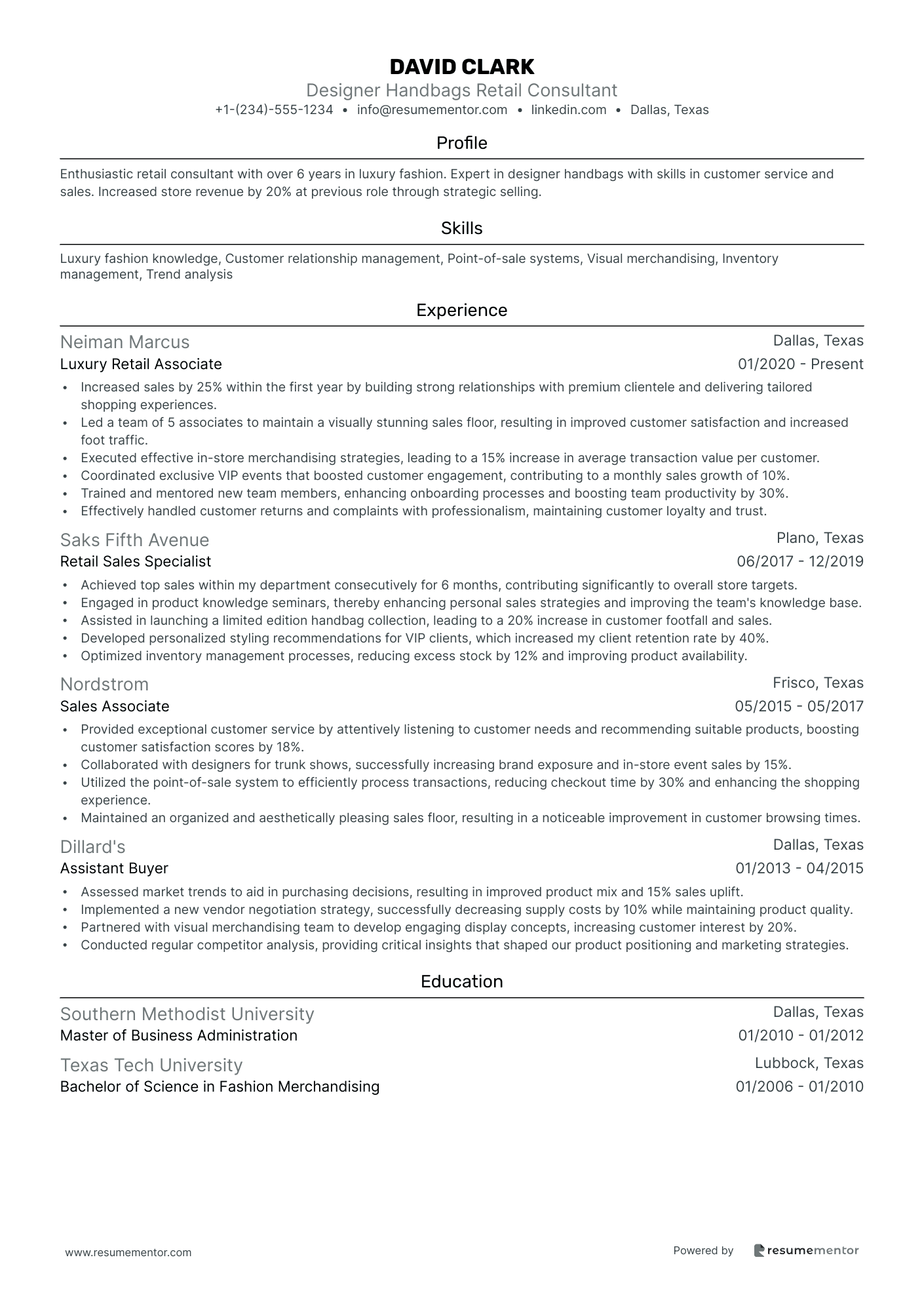 Designer Handbags Retail Consultant