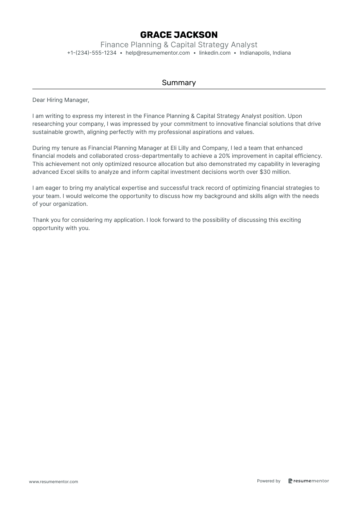 Finance Planning & Capital Strategy Analyst