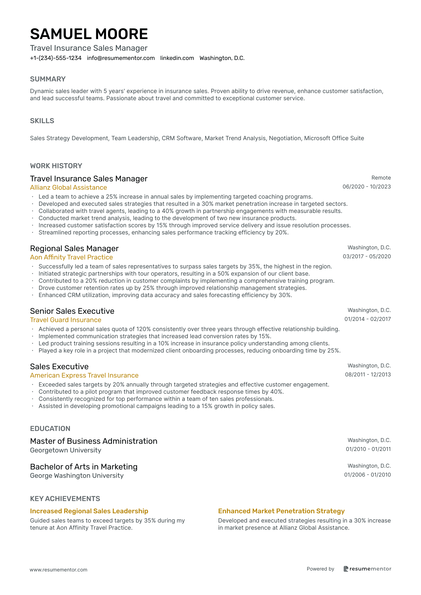 Travel Insurance Sales Manager