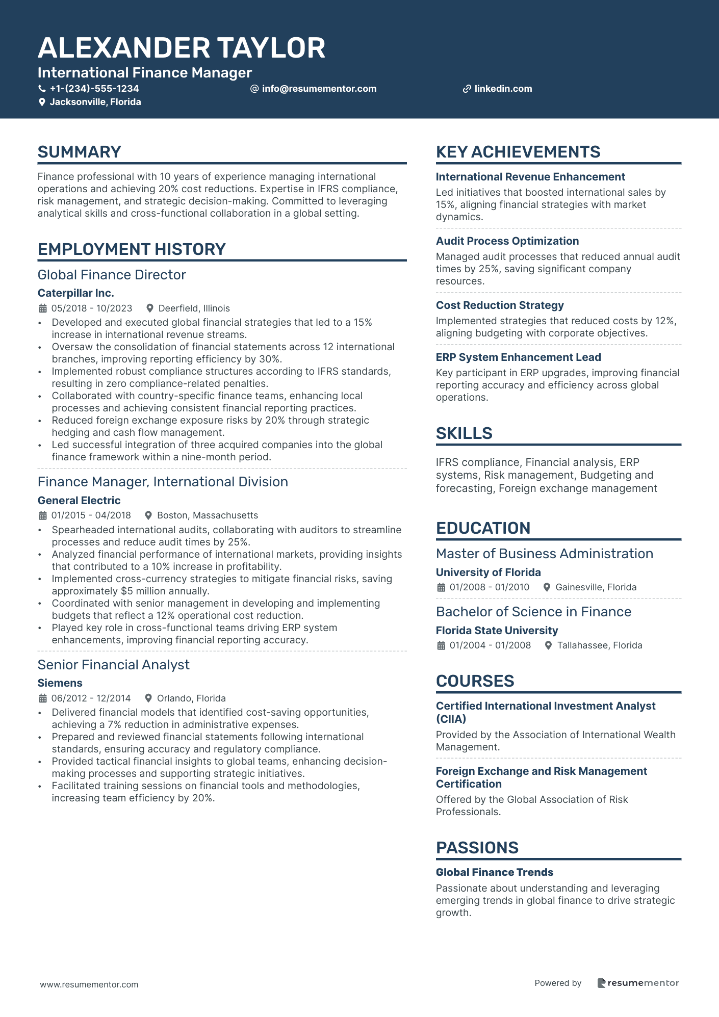 International Finance Manager