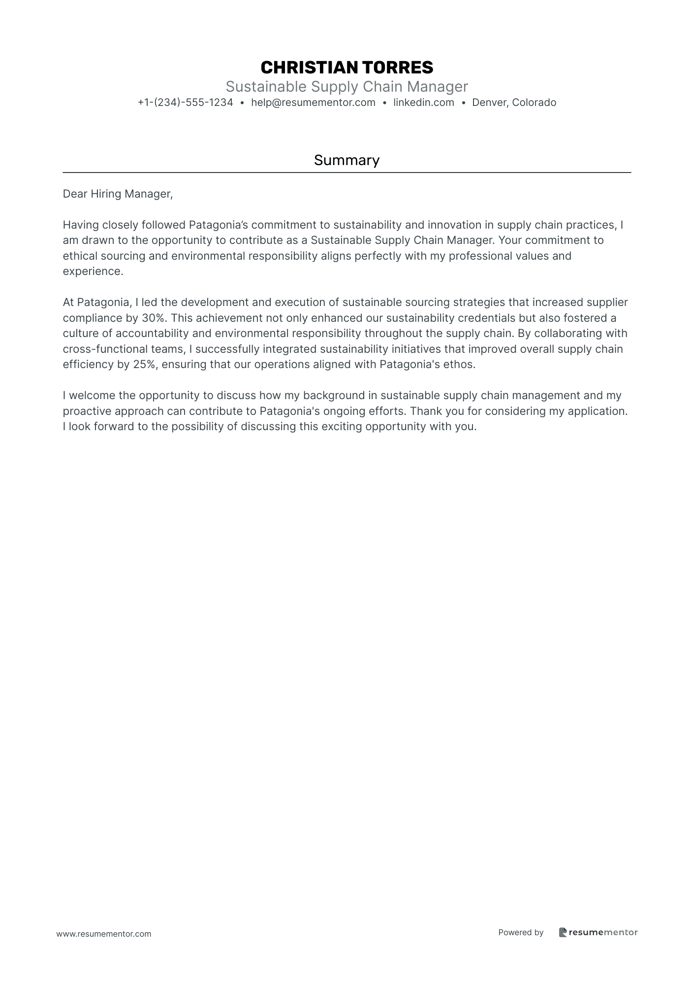 Sustainable Supply Chain Manager