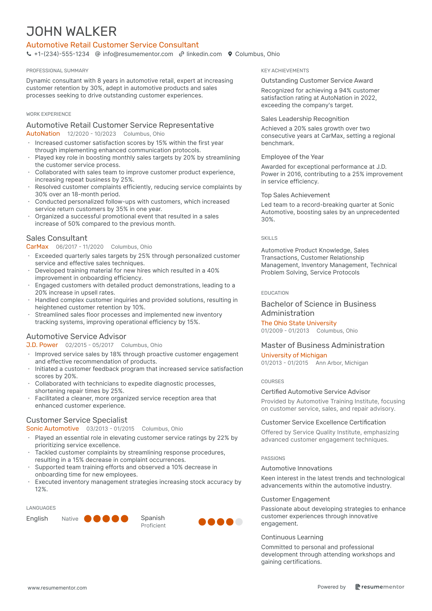 Automotive Retail Customer Service Consultant