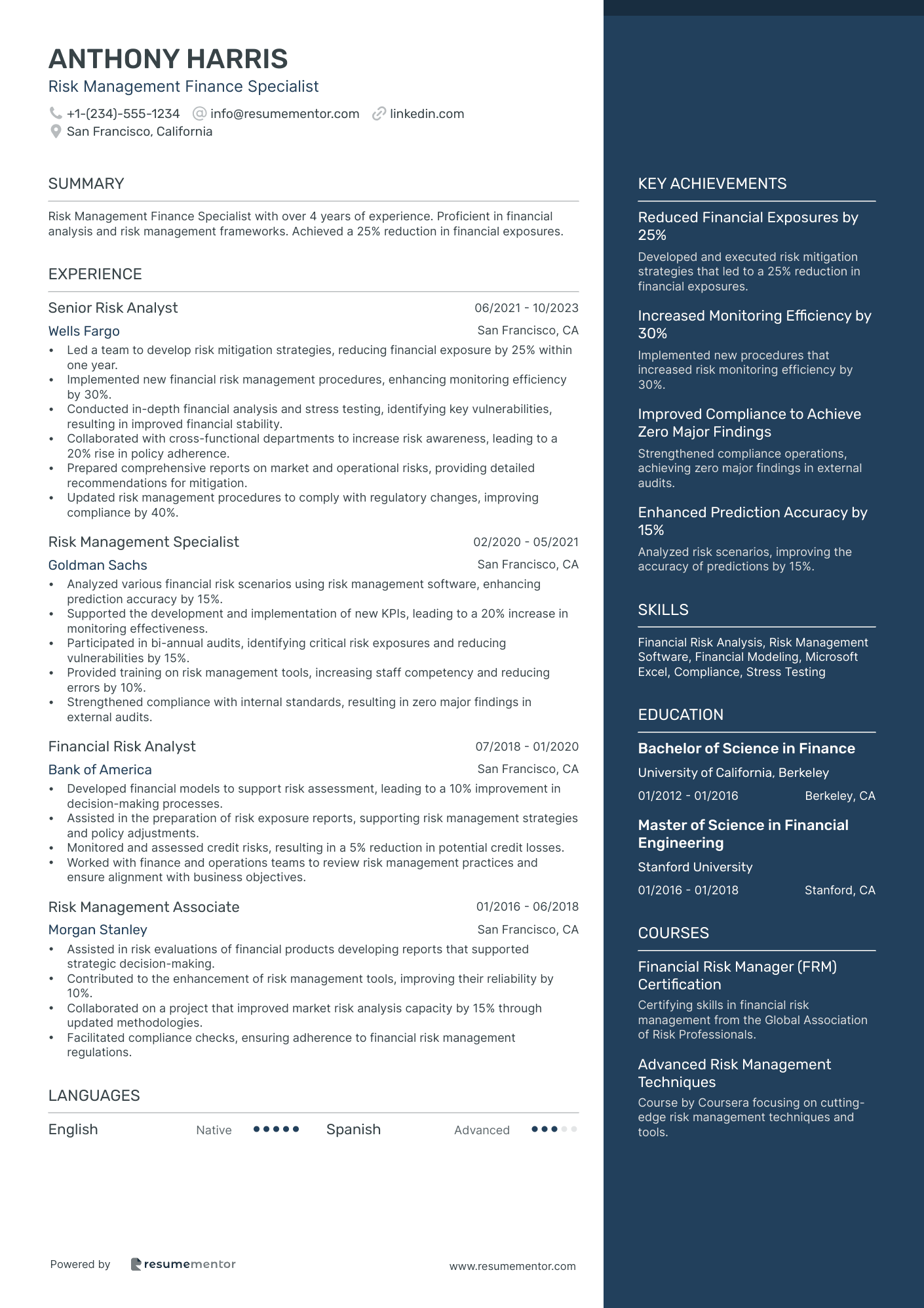 Risk Management Finance Specialist