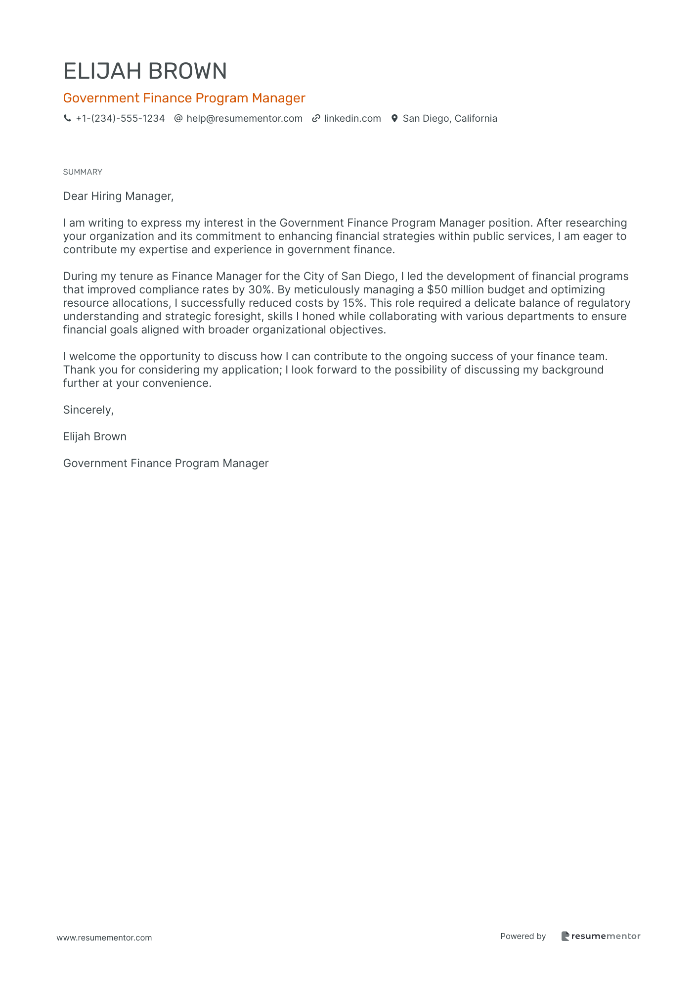 Government Finance Program Manager