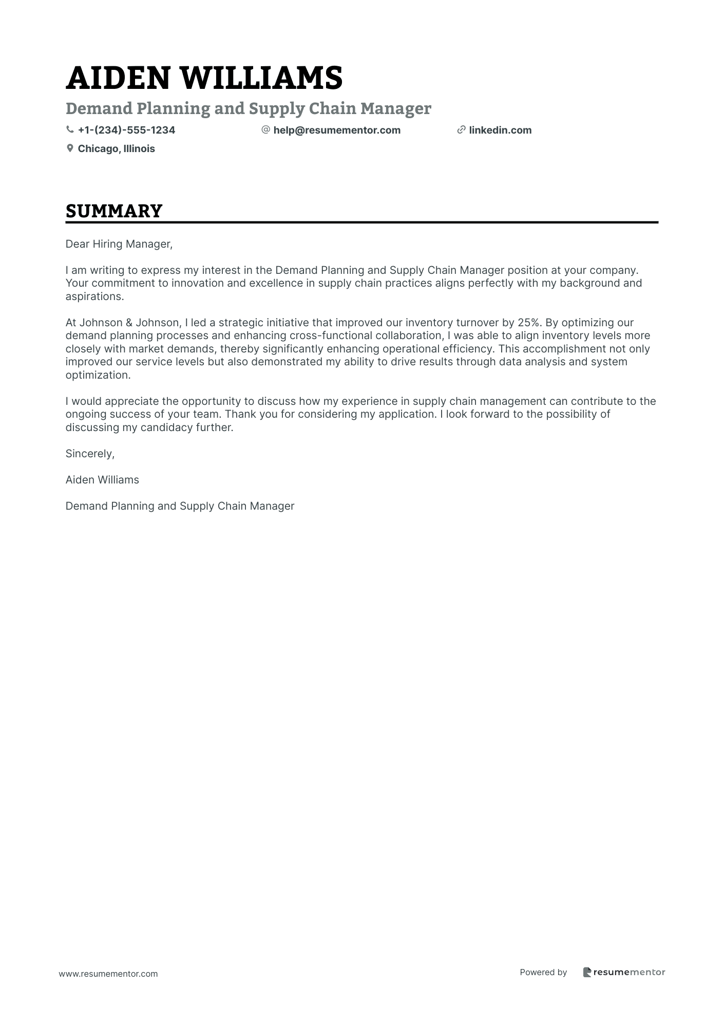 Demand Planning and Supply Chain Manager