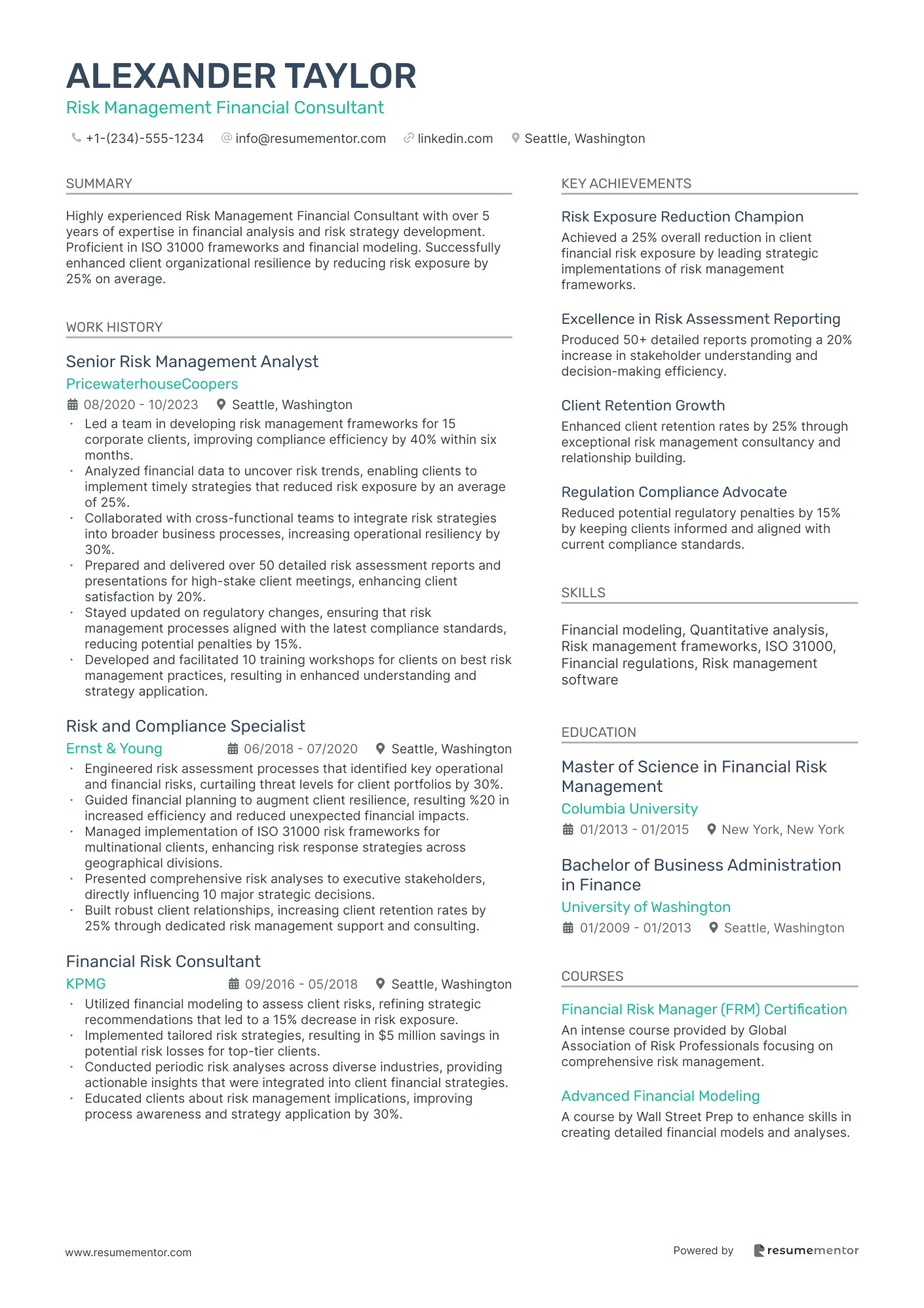 Risk Management Financial Consultant