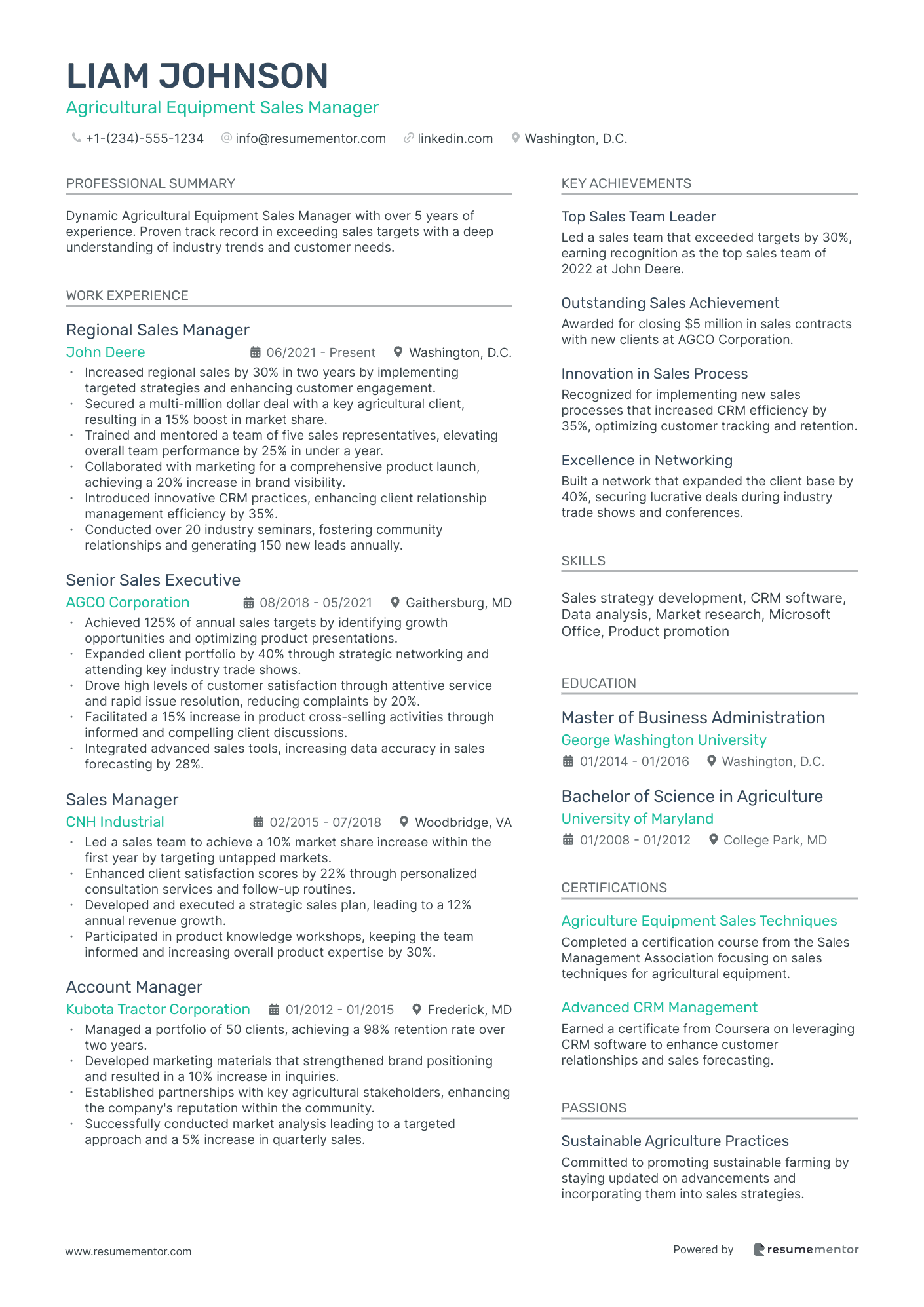 Agricultural Equipment Sales Manager