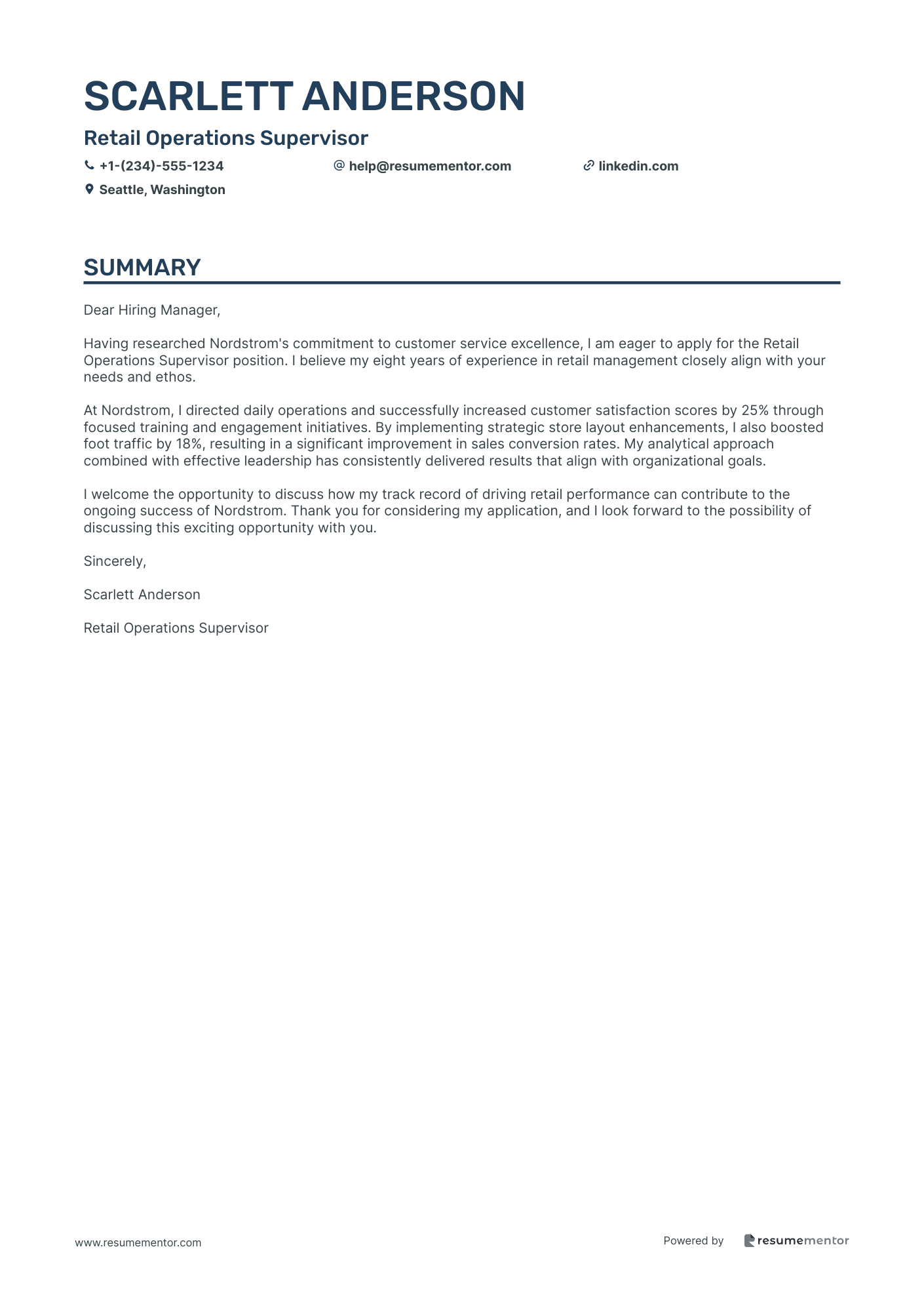 Retail Operations Supervisor