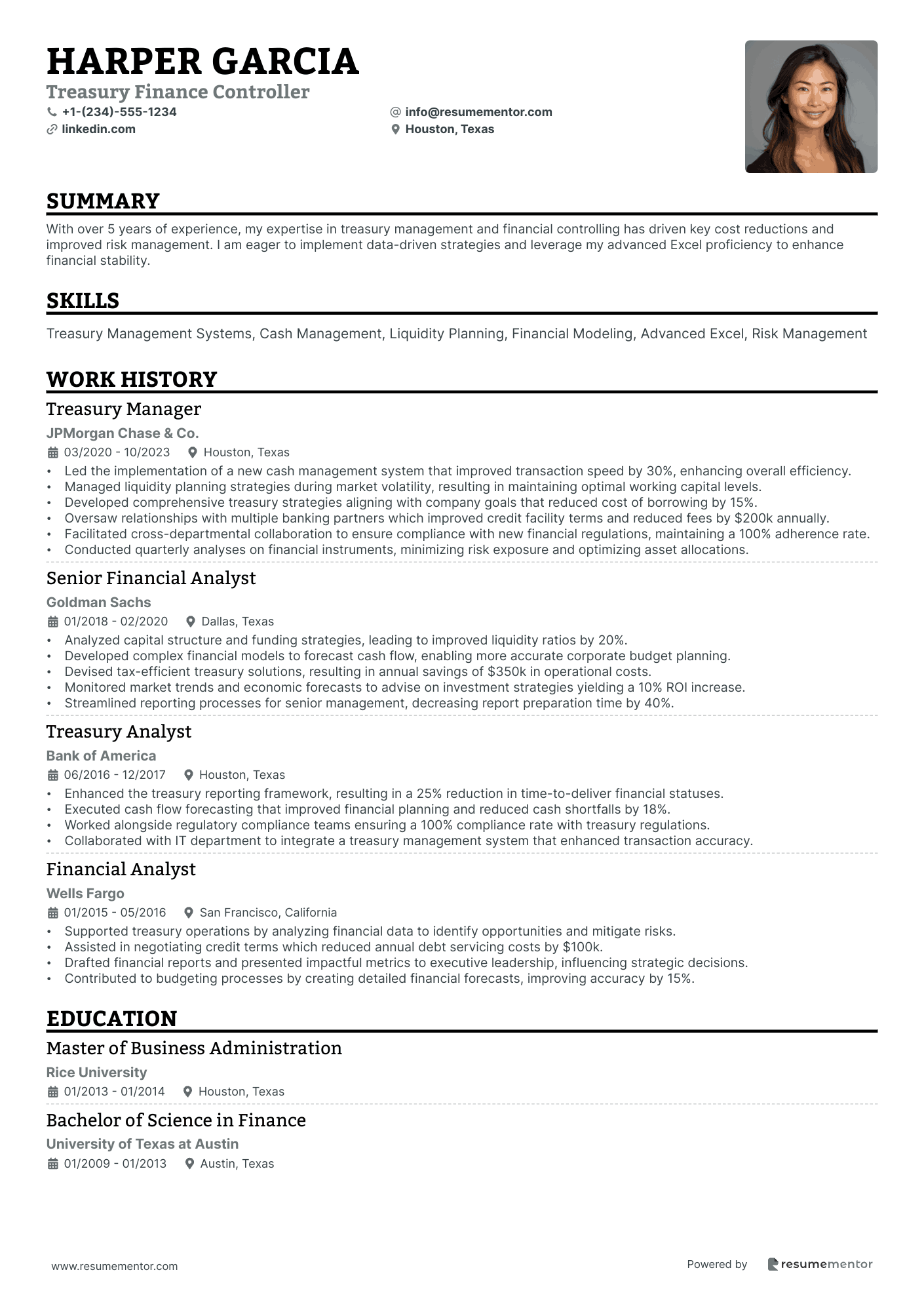 Treasury Finance Controller