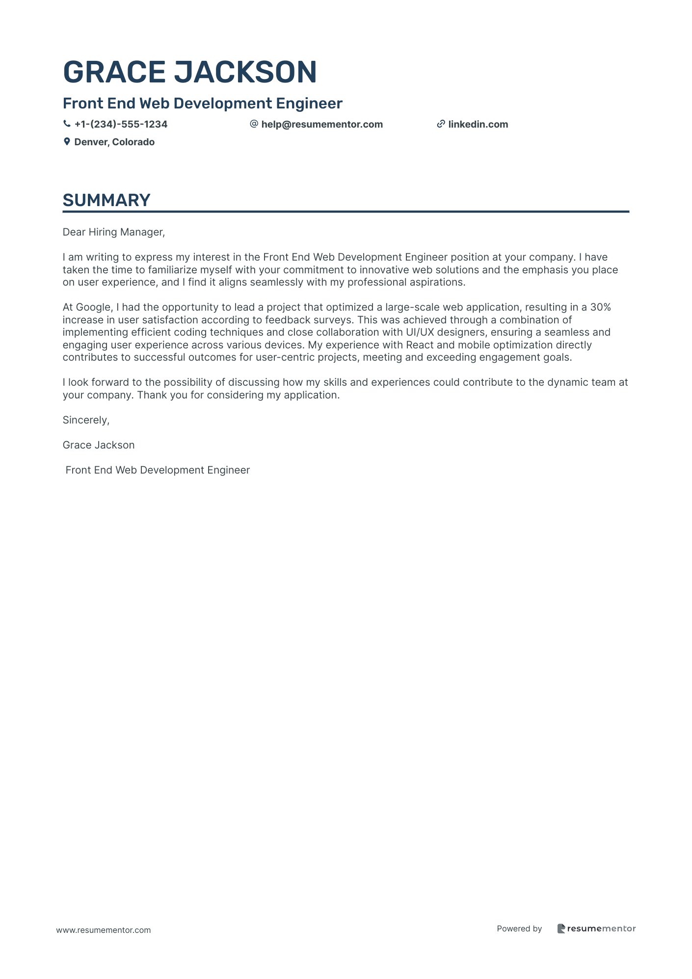 Front End Web Development Engineer