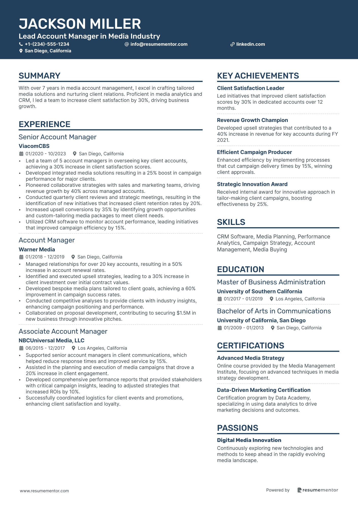Lead Account Manager in Media Industry
