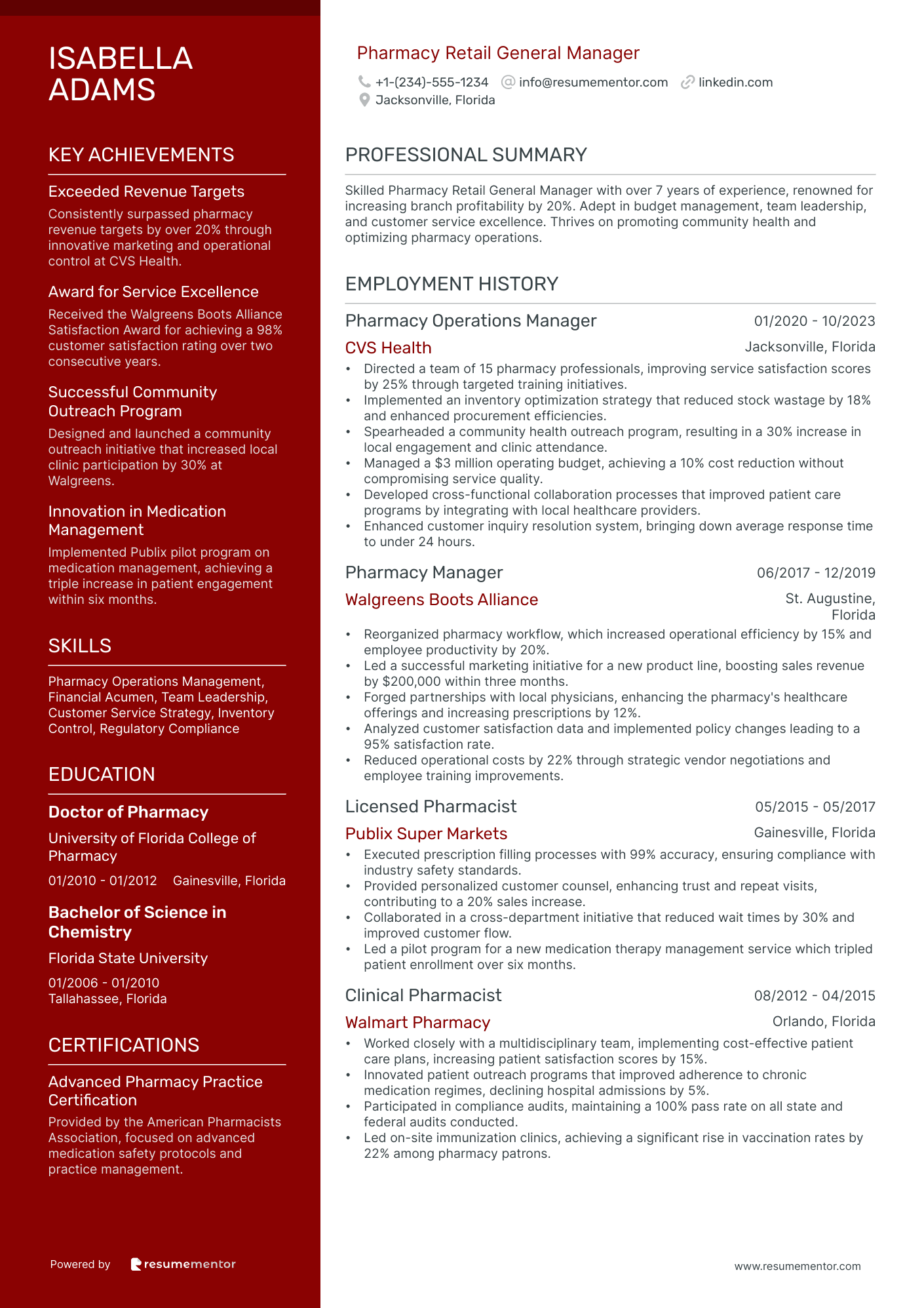 Pharmacy Retail General Manager