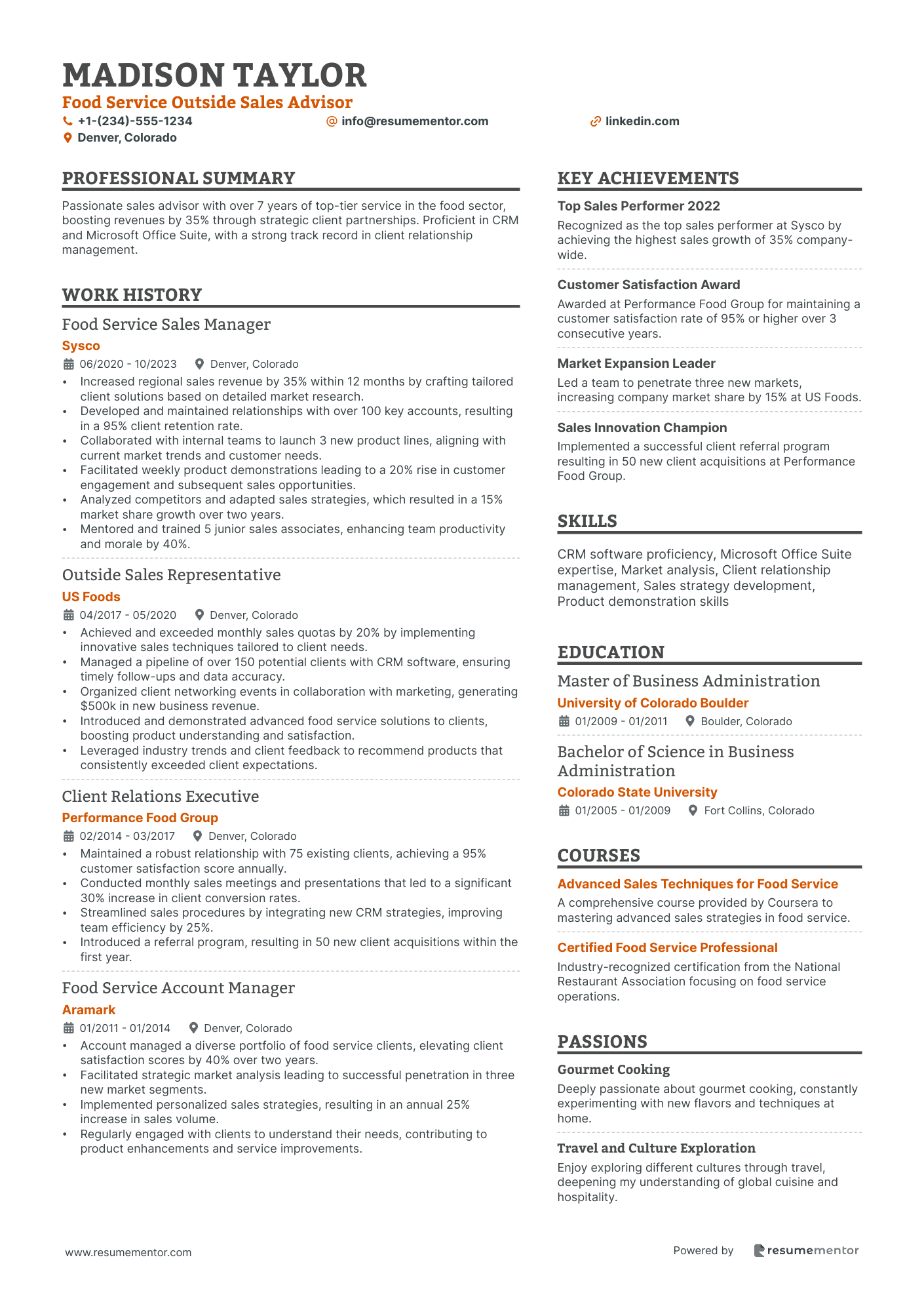 Food Service Outside Sales Advisor