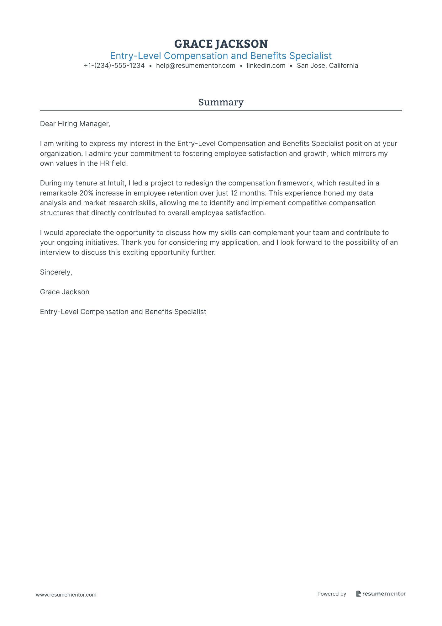 Entry Level Compensation and Benefits Specialist