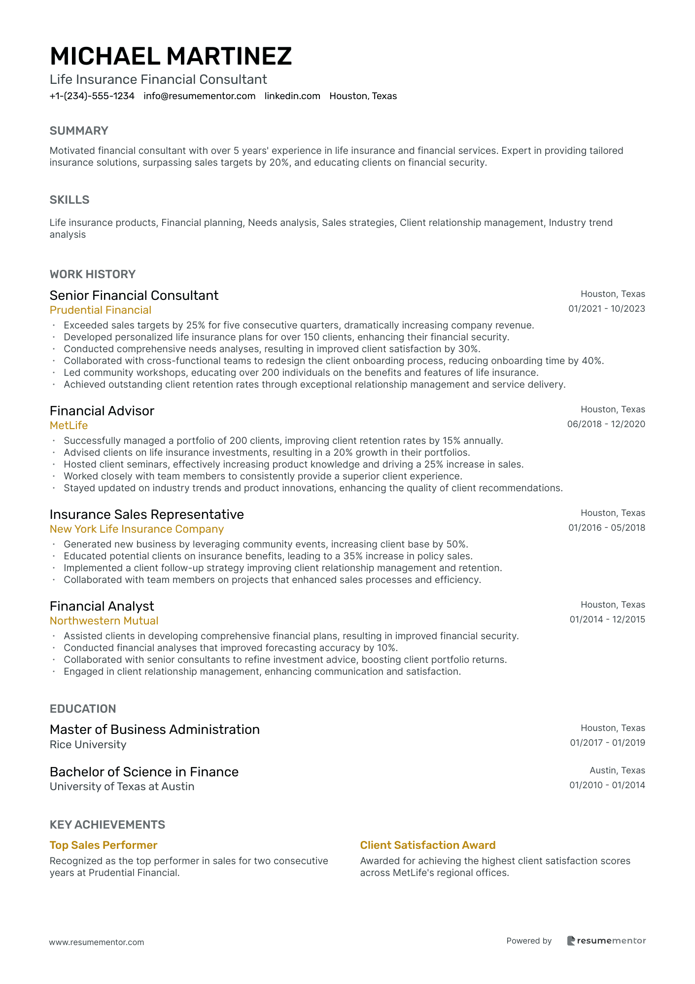 Life Insurance Financial Consultant