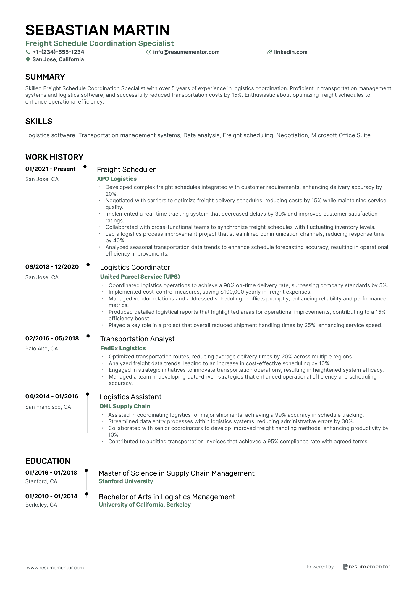 Freight Schedule Coordination Specialist