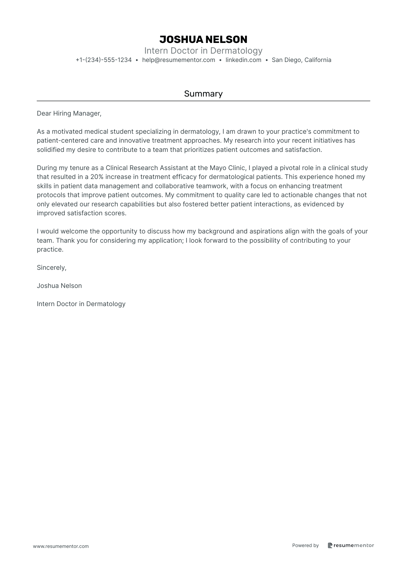 Intern Doctor in Dermatology