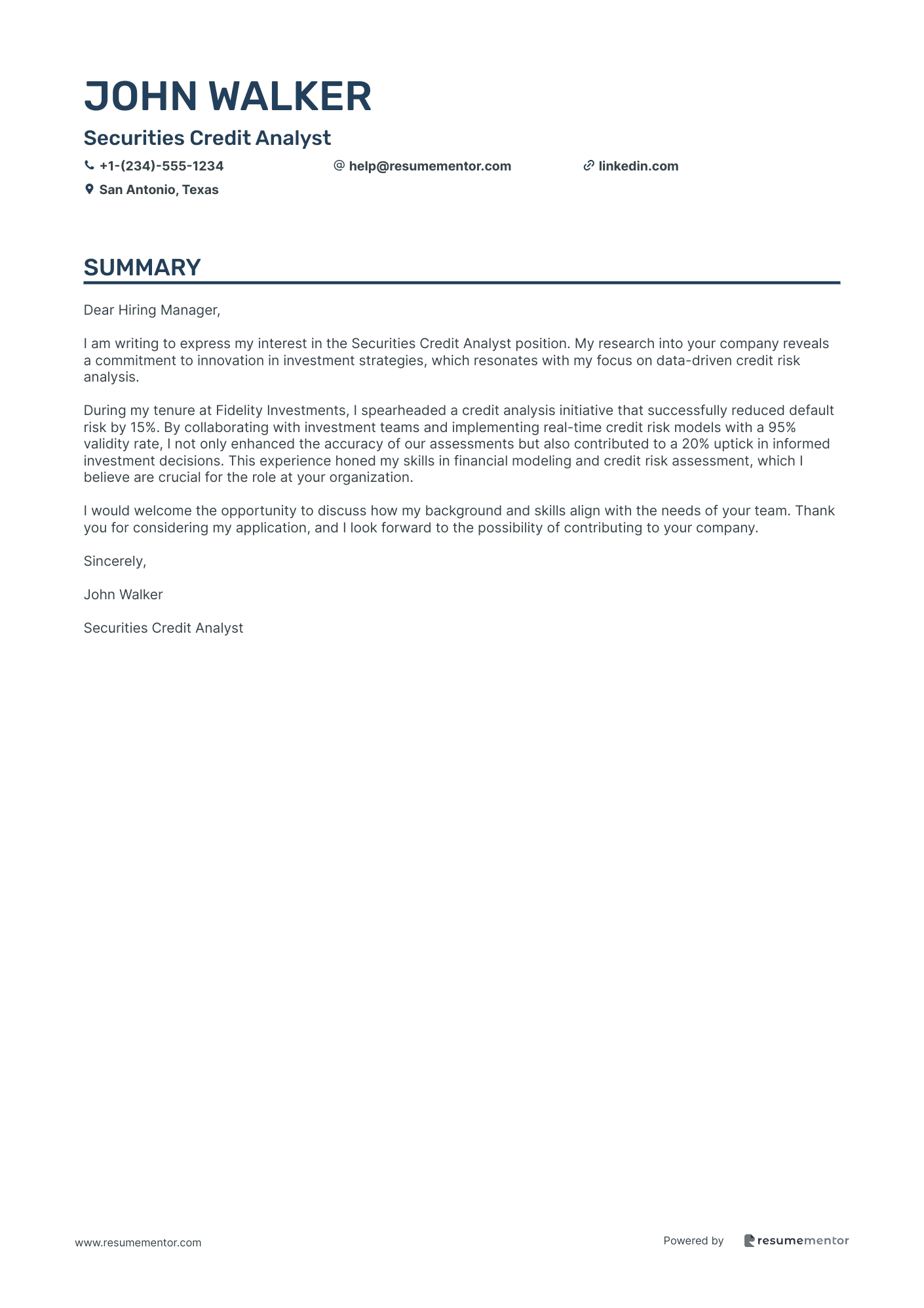 Securities Credit Analyst