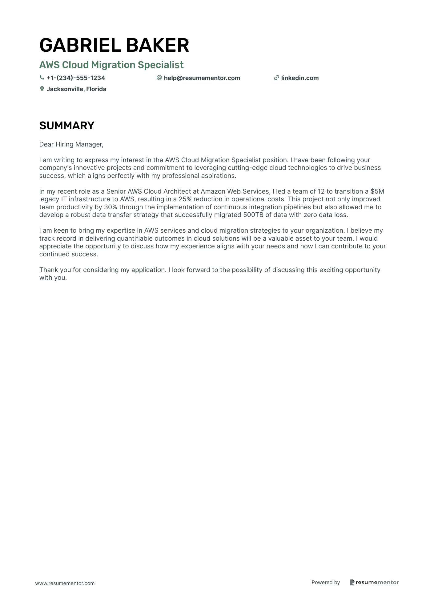 AWS Cloud Migration Specialist