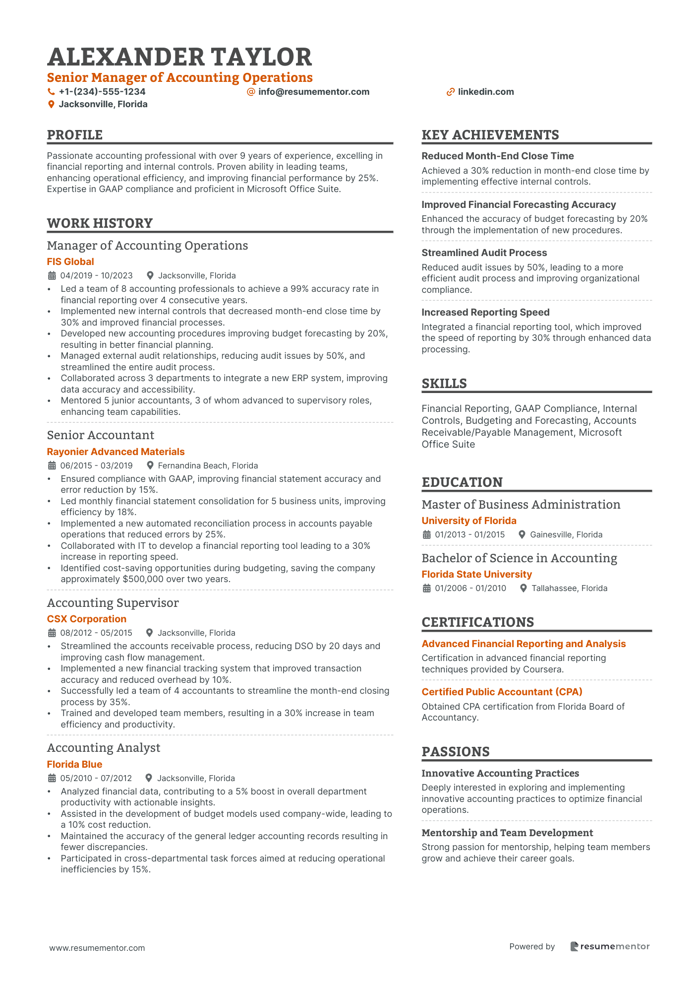 Senior Manager of Accounting Operations