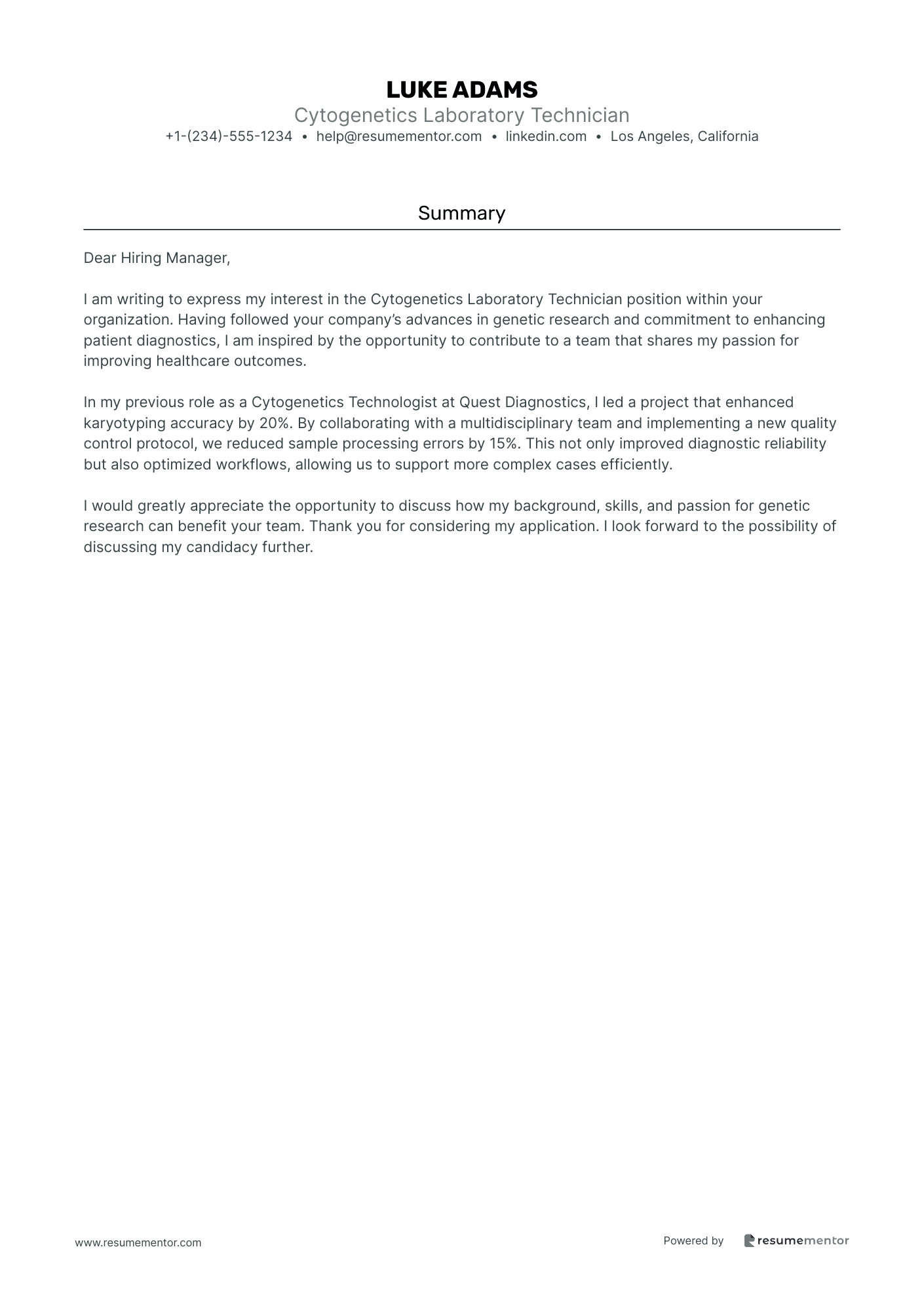 Cytogenetics Laboratory Technician