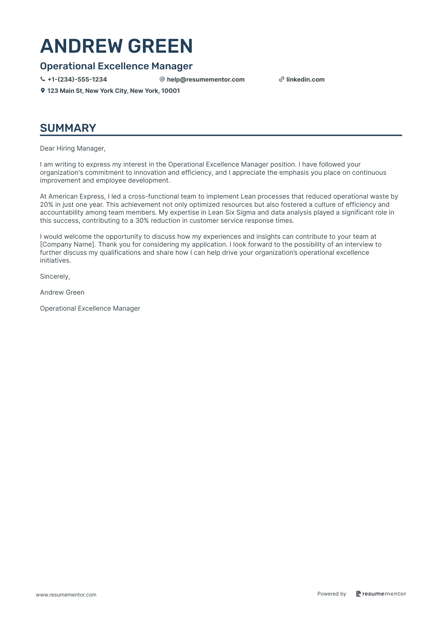 Operational Excellence Manager