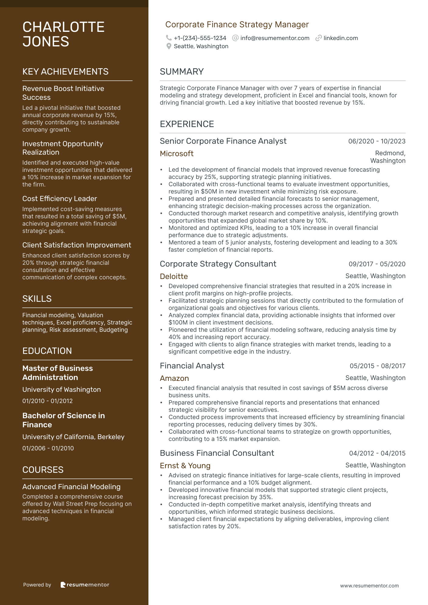 Corporate Finance Strategy Manager