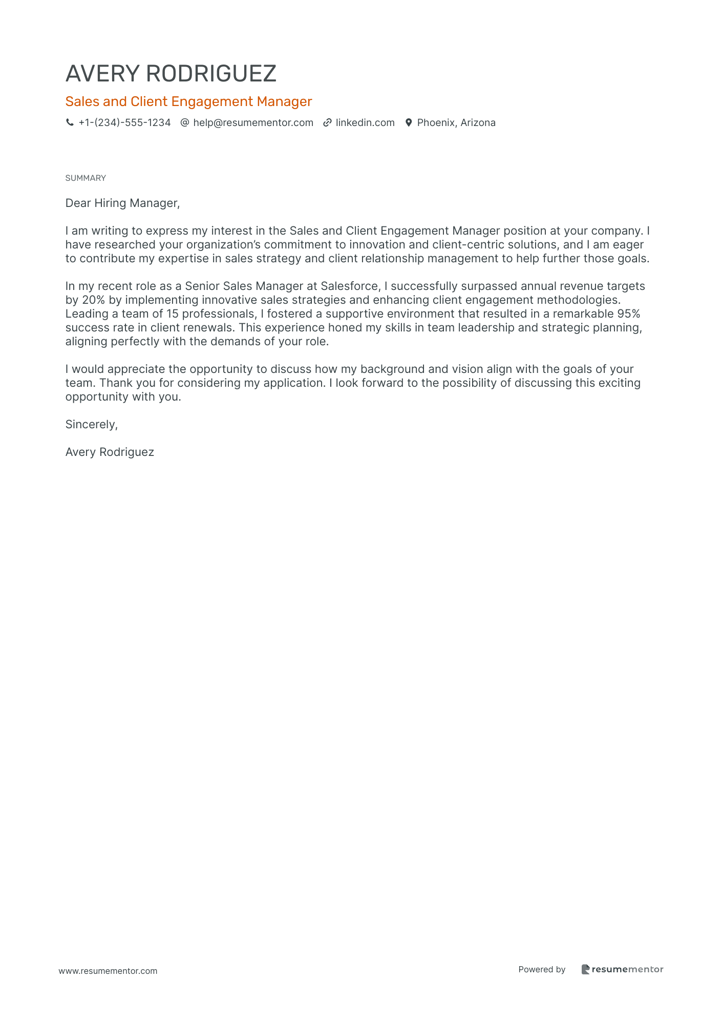 Sales and Client Engagement Manager