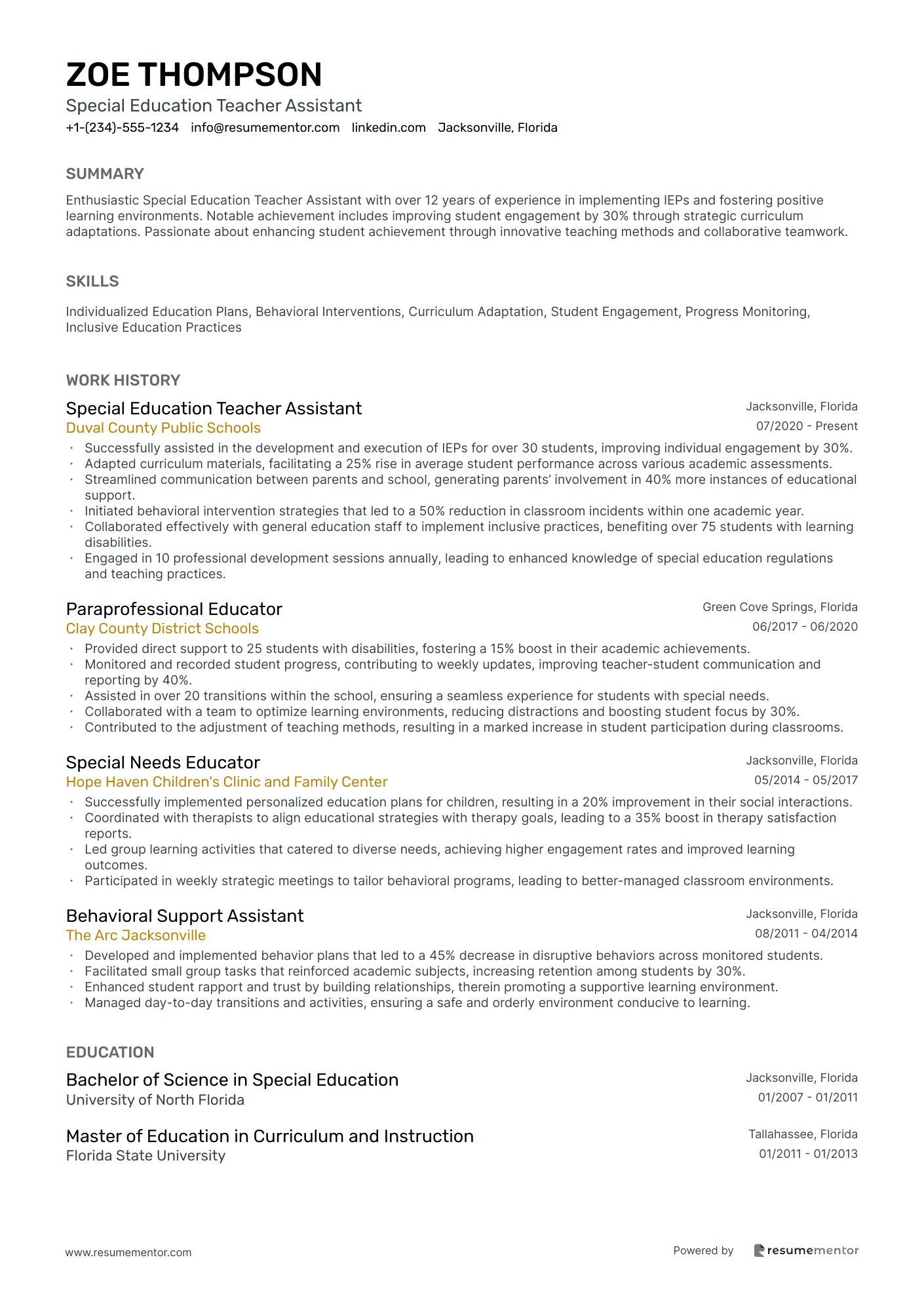 Special Education Teacher Assistant
