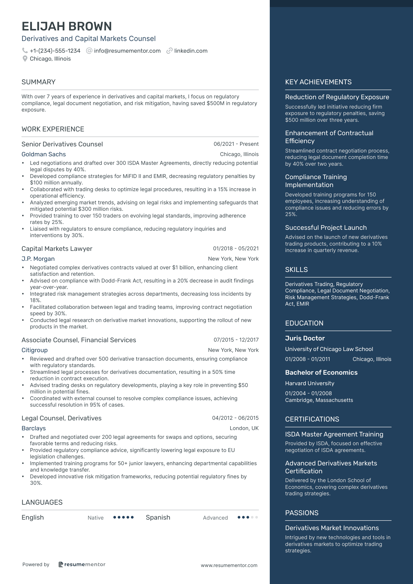 Derivatives and Capital Markets Counsel