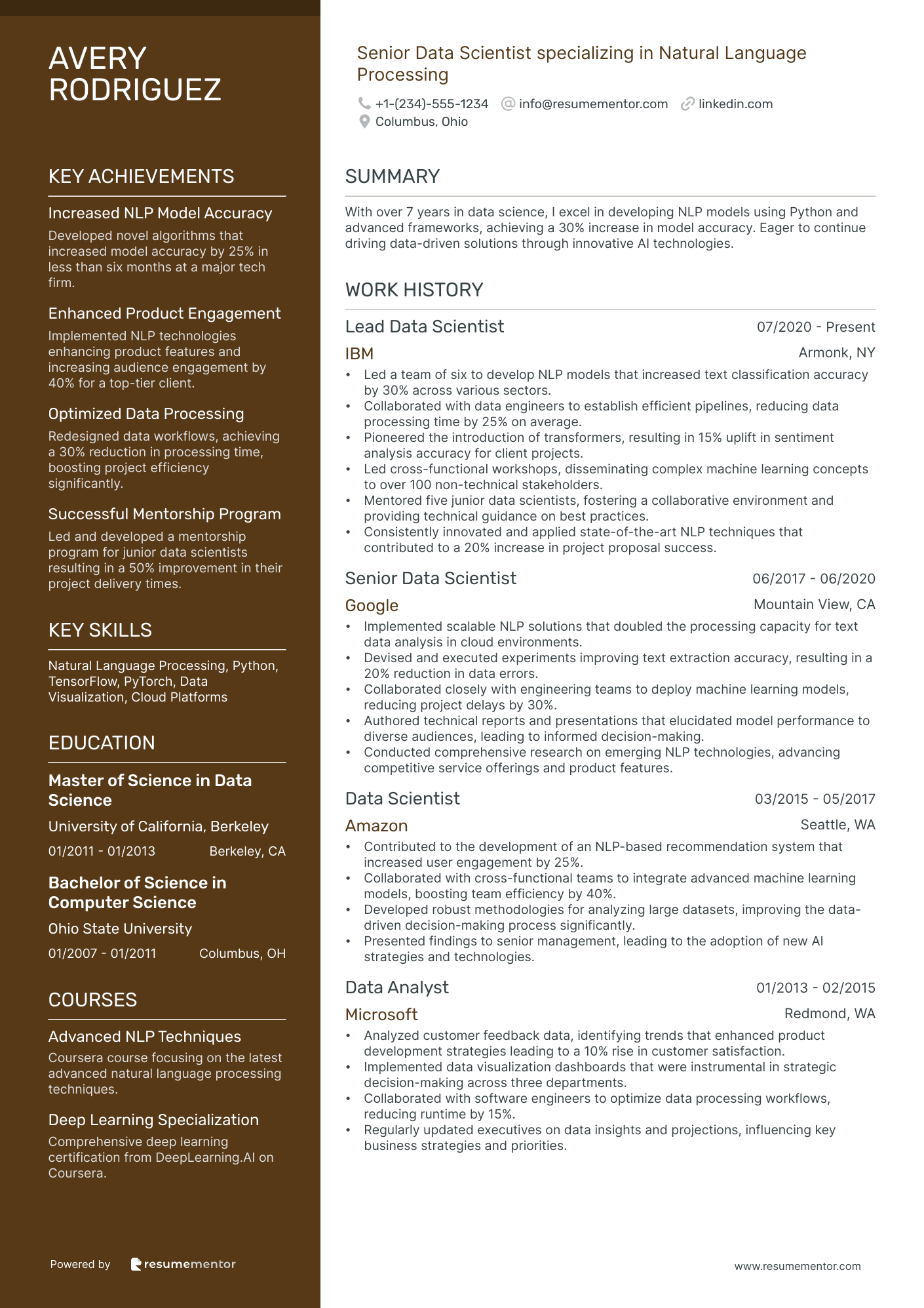 Senior Data Scientist specializing in Natural Language Processing