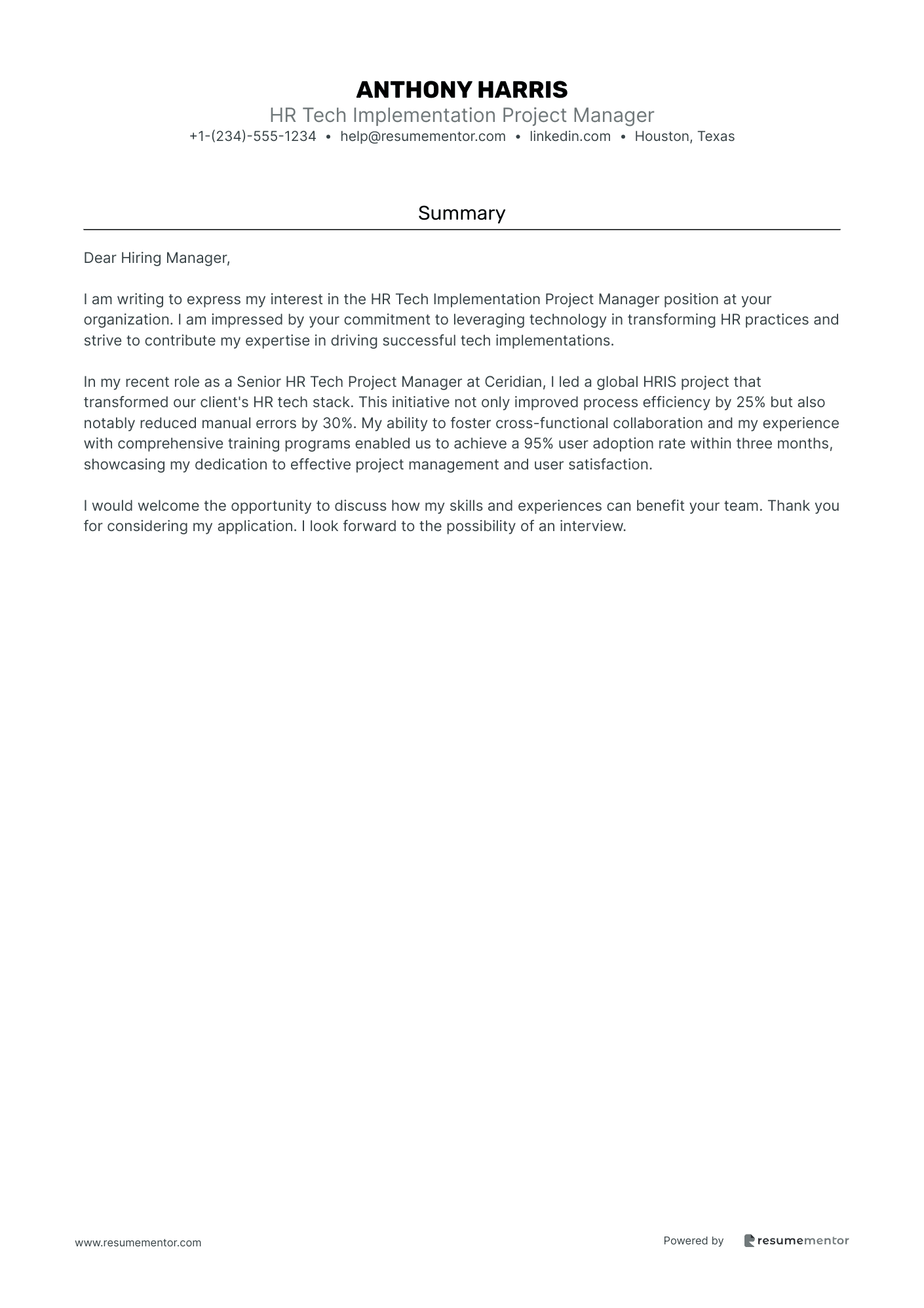 HR Tech Implementation Project Manager