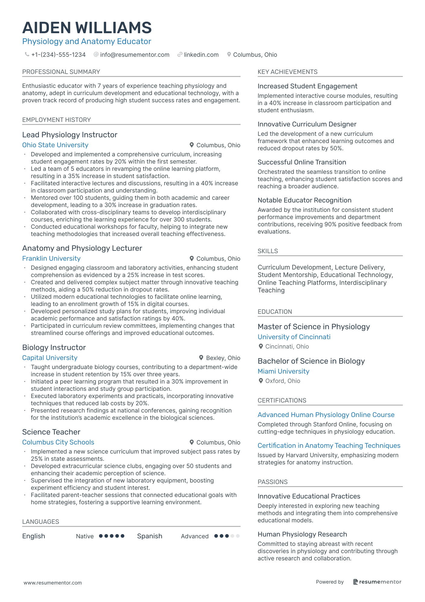Physiology and Anatomy Educator