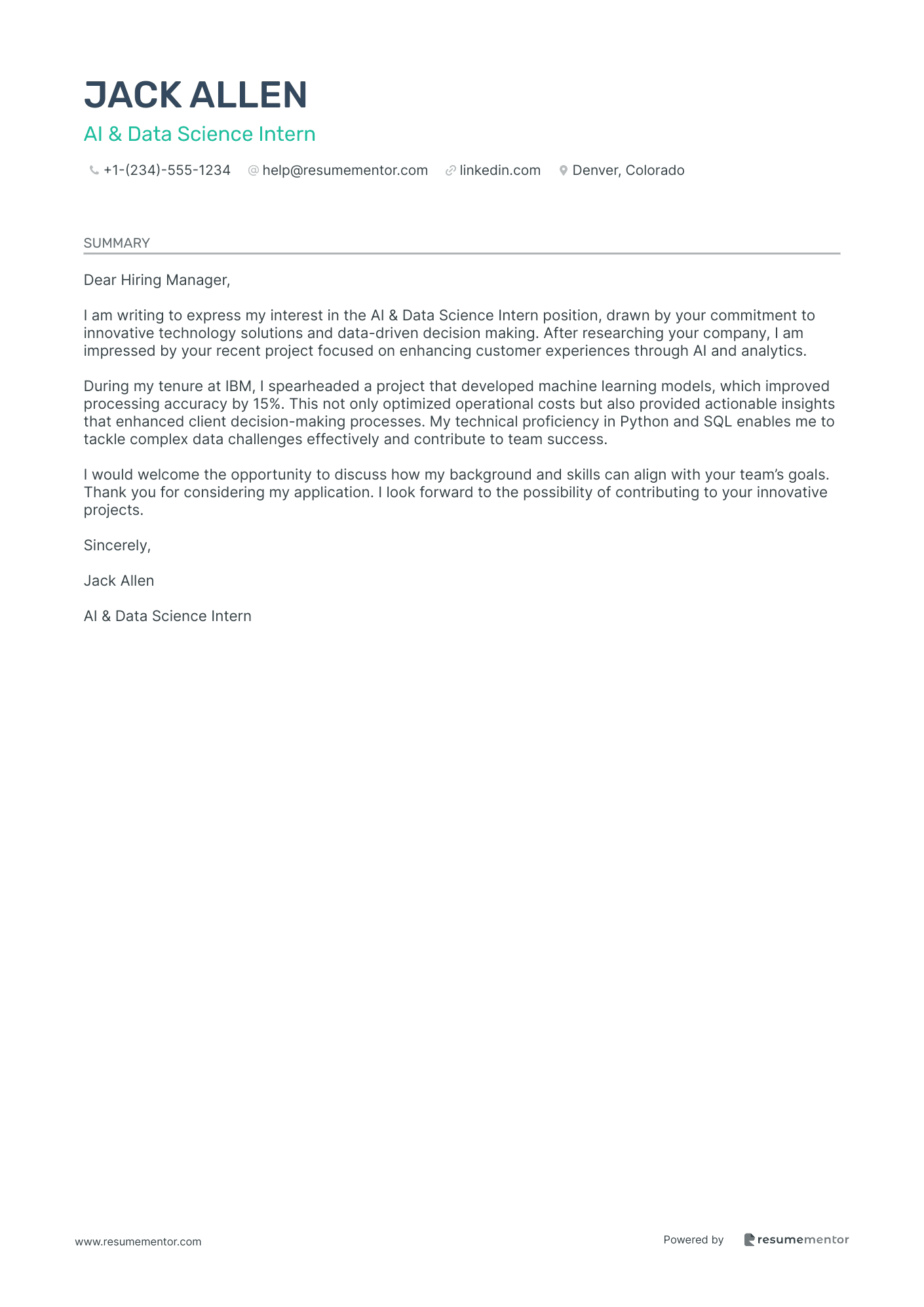 AI & Data Science Intern