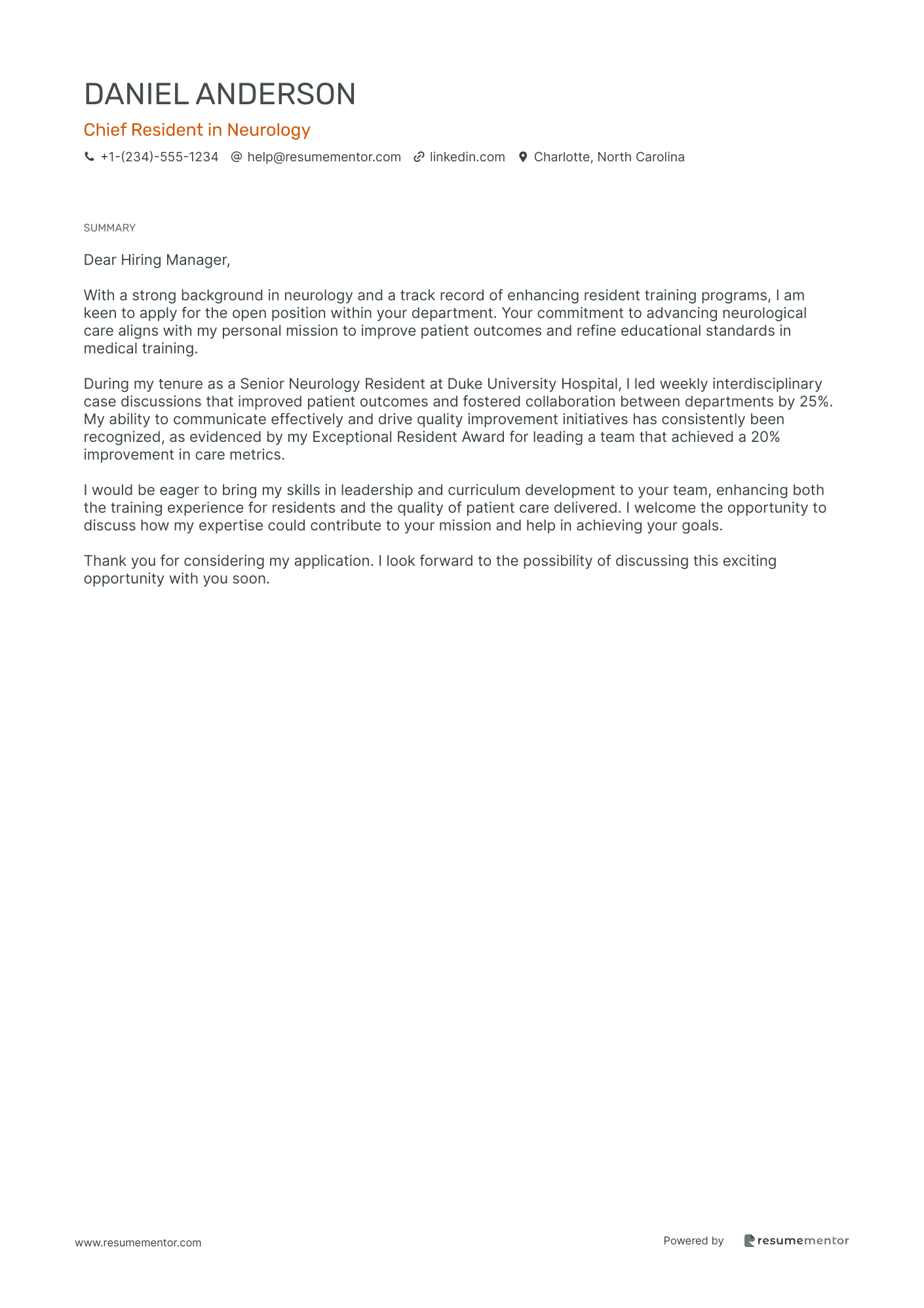 Chief Resident in Neurology