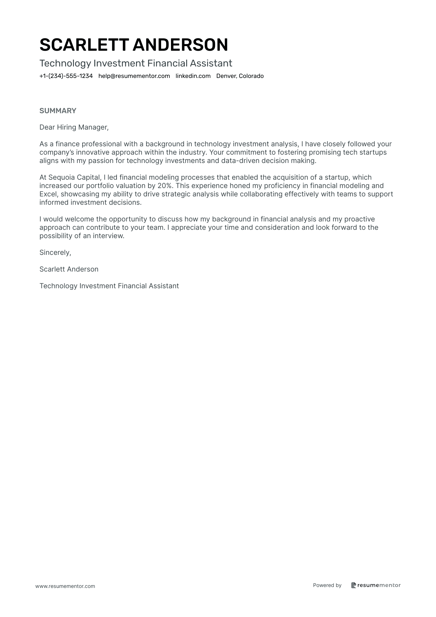 Technology Investment Financial Assistant
