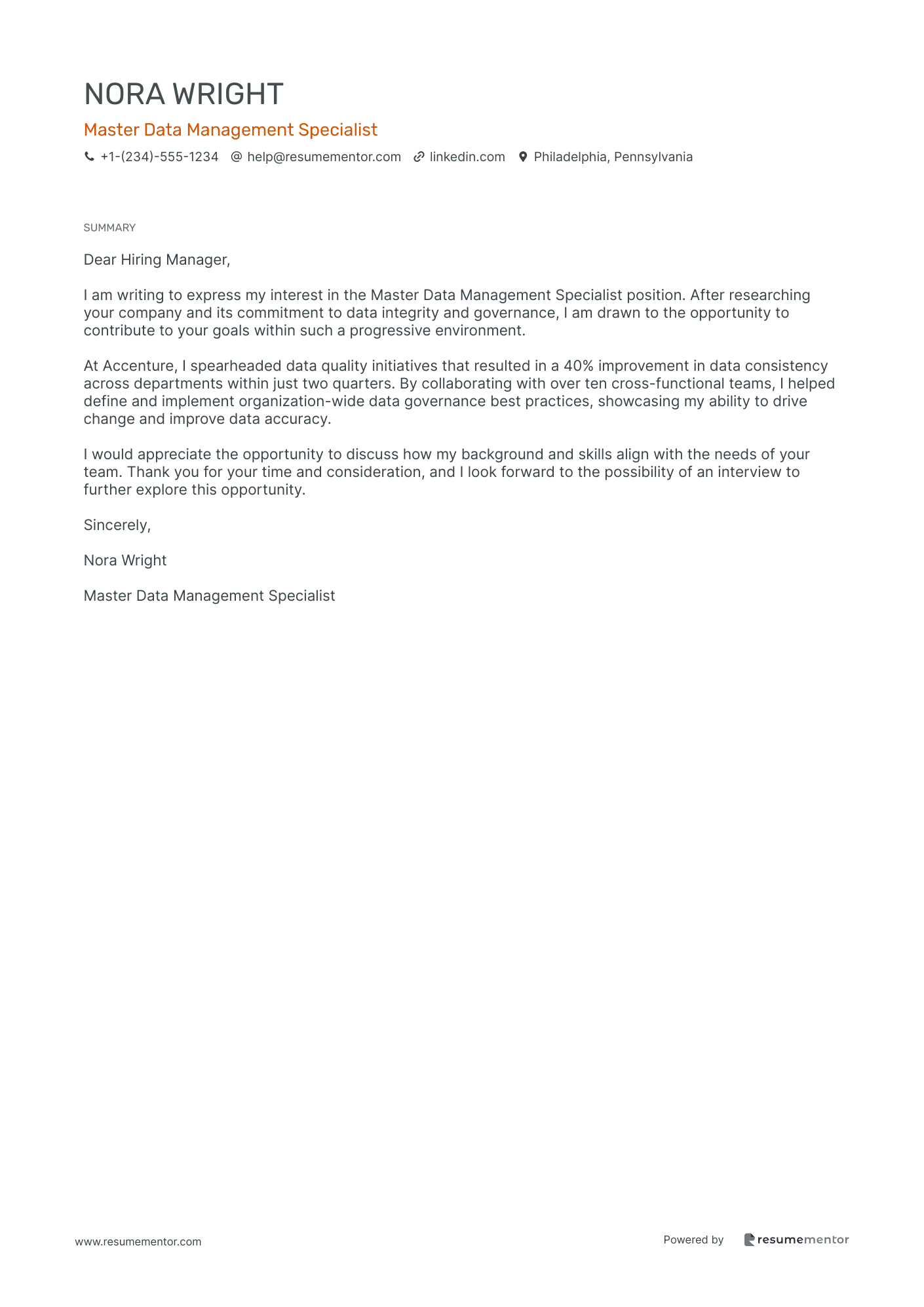 Master Data Management Specialist