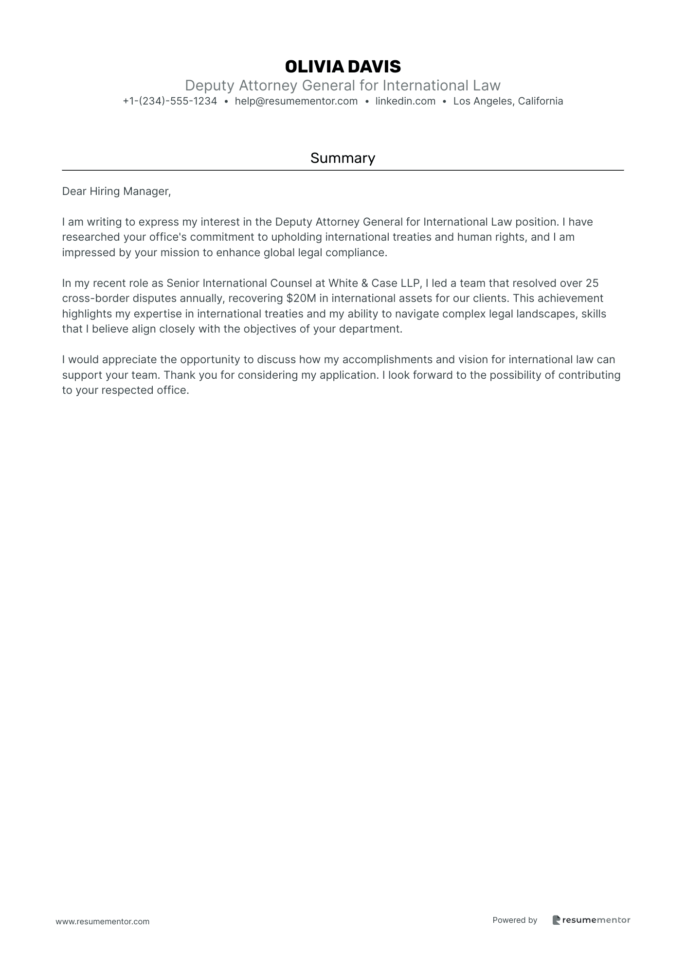 Deputy Attorney General for International Law