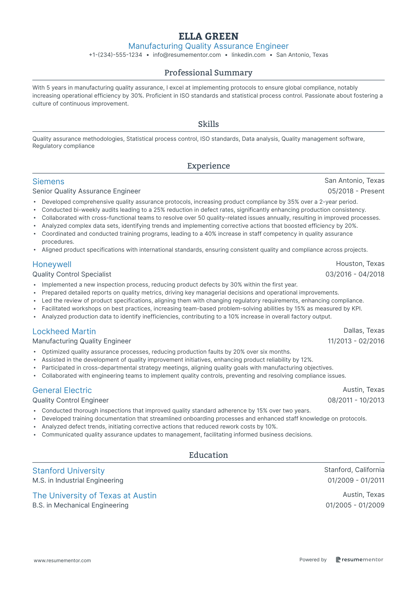 Manufacturing Quality Assurance Engineer