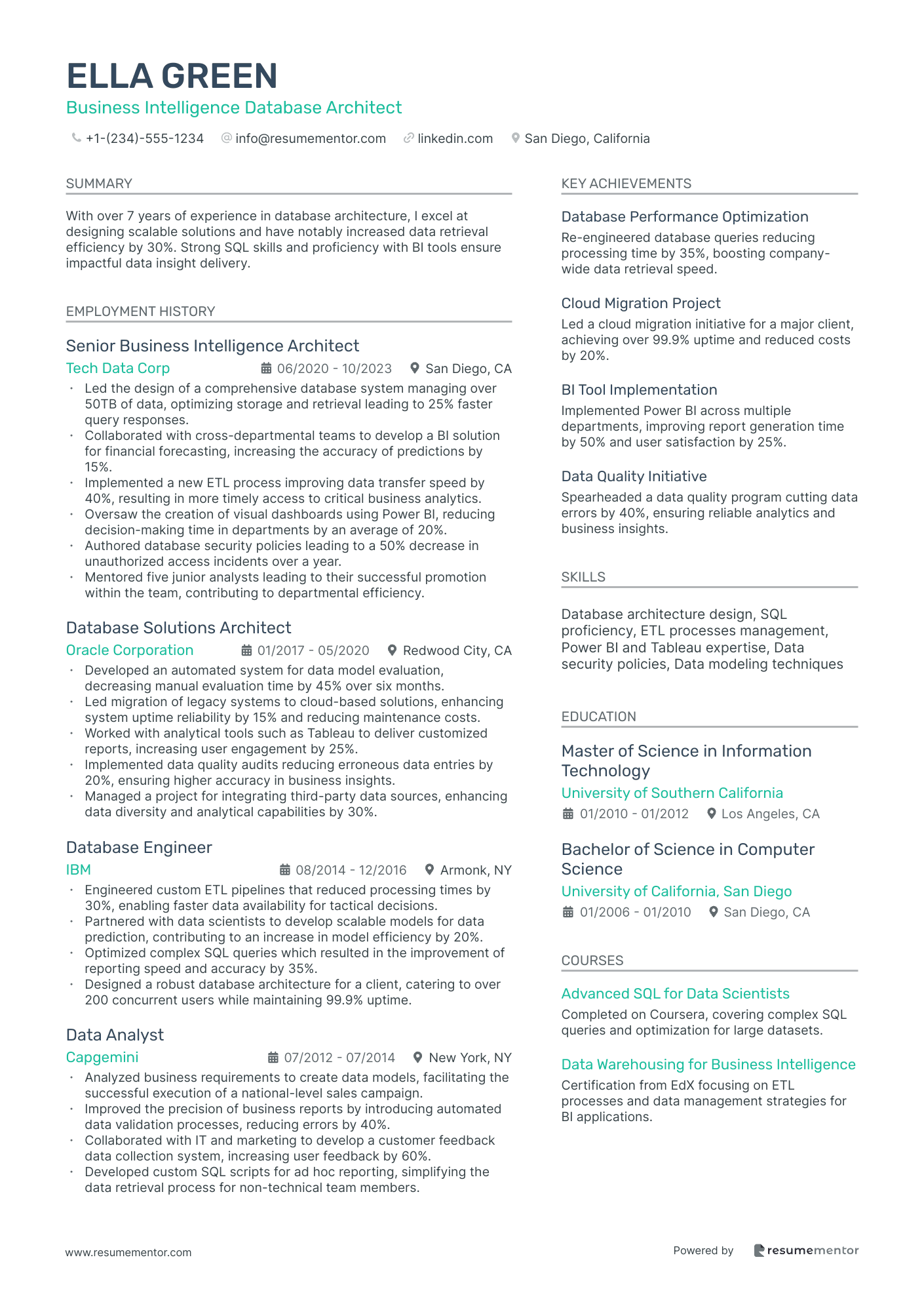 Business Intelligence Database Architect